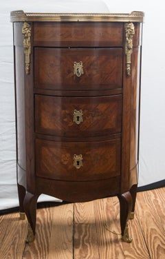 Pair of 19th Century French Marble Topped D Shaped Transitional Bedside Tables