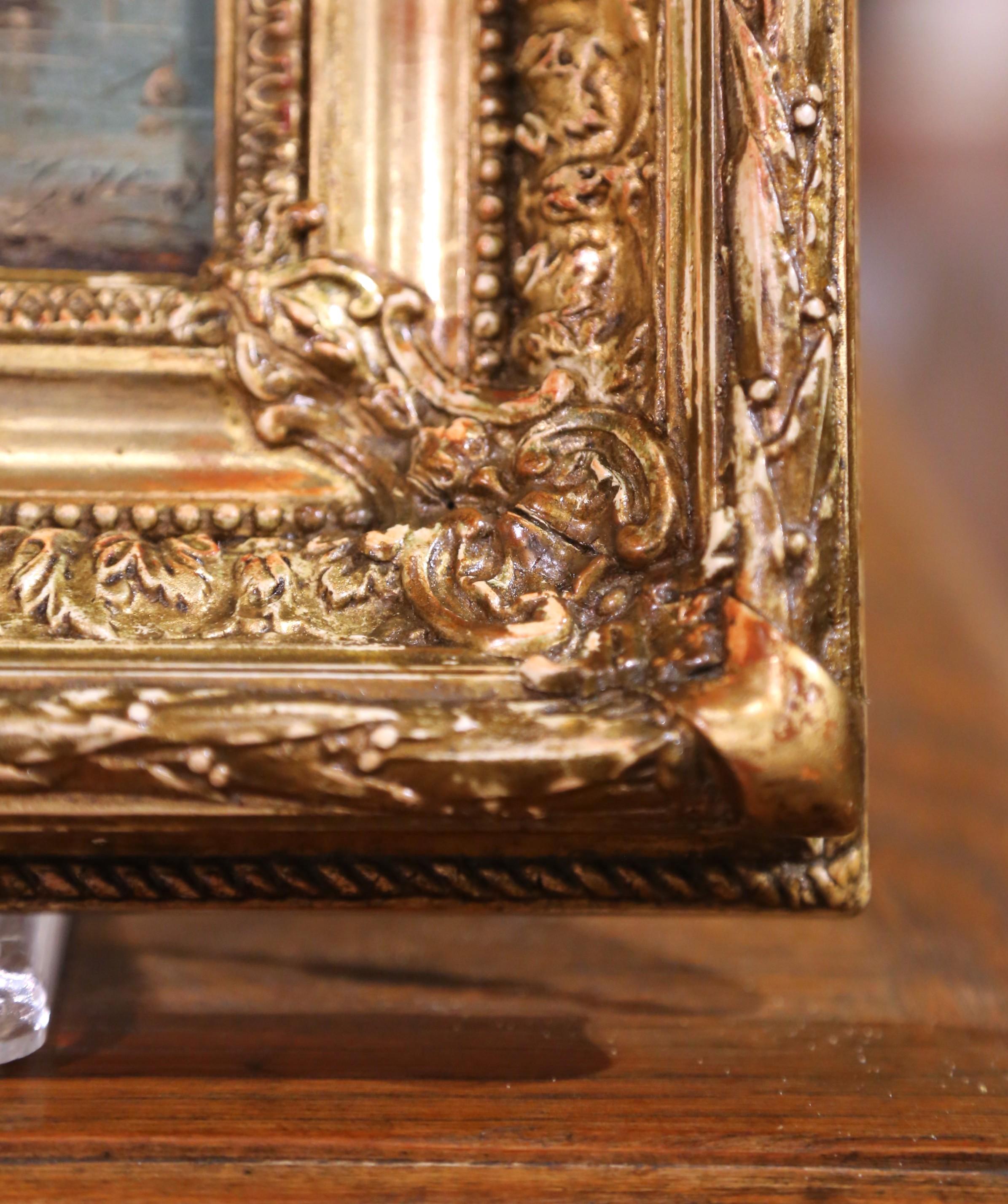 Pair of 19th Century French Marine Oil Paintings in Giltwood Frames, Dated 1878 For Sale 7