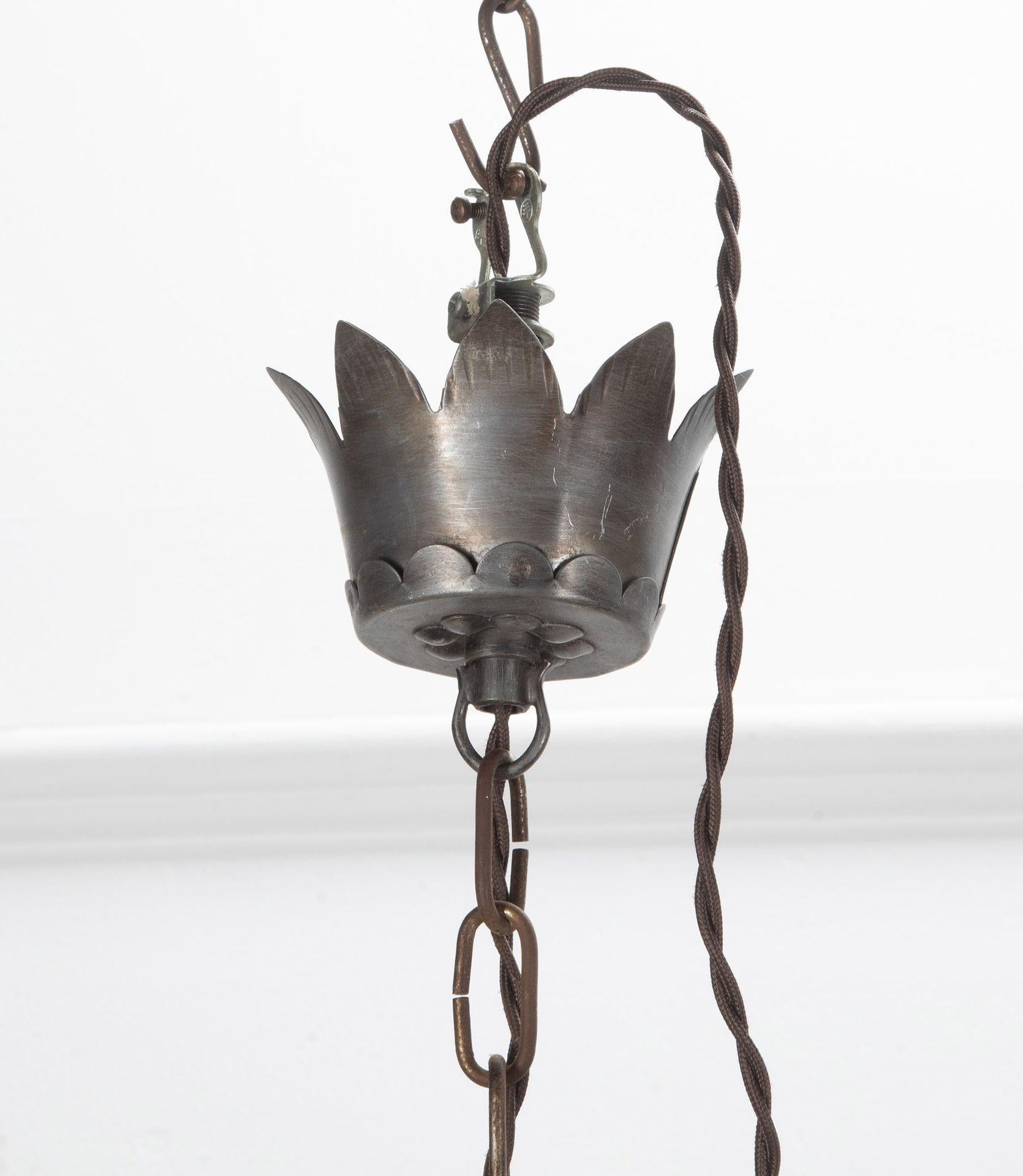 Pair of 19th Century French Metal and Giltwood Chandeliers For Sale 9