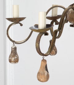 Pair of 19th Century French Metal and Giltwood Chandeliers
