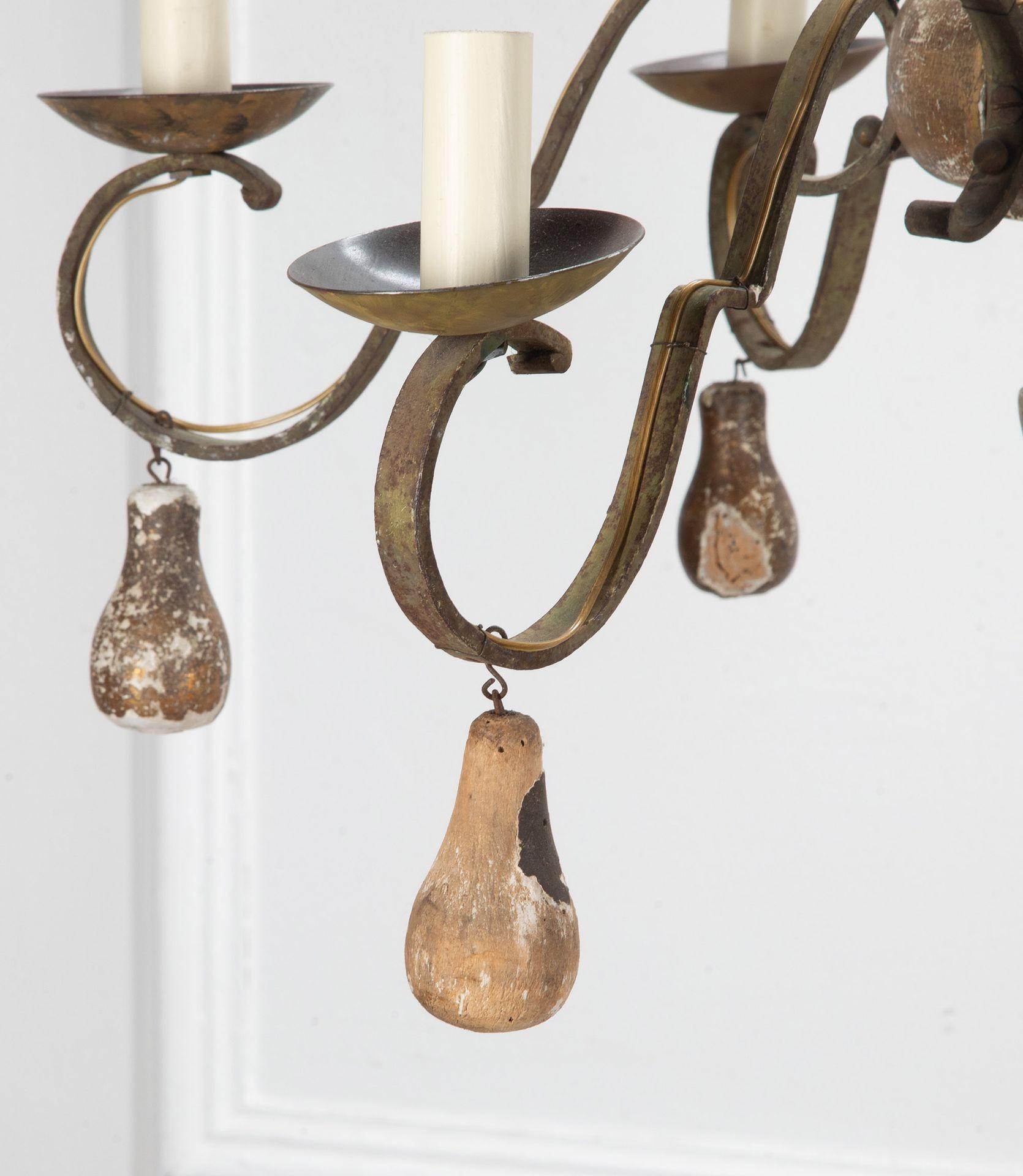 Pair of 19th Century French Metal and Giltwood Chandeliers In Good Condition For Sale In Gloucestershire, GB