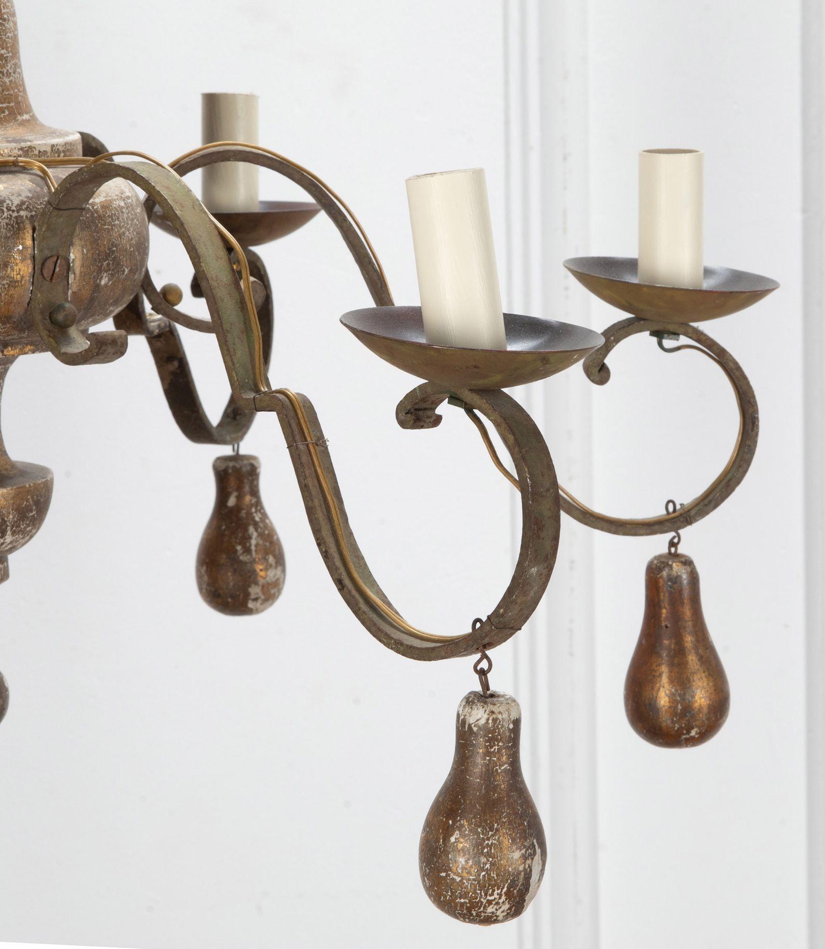 Pair of 19th Century French Metal and Giltwood Chandeliers For Sale 2