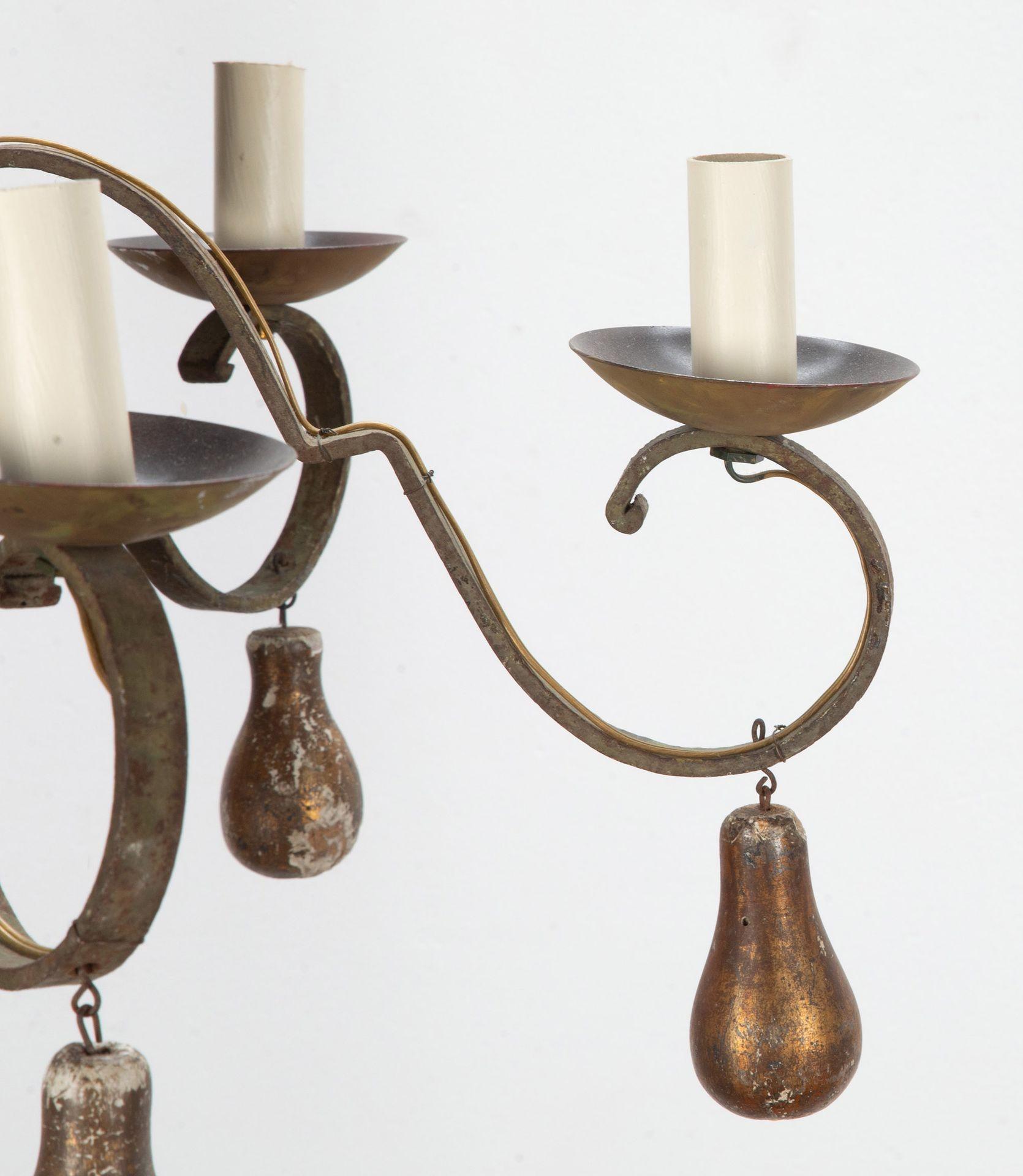 Pair of 19th Century French Metal and Giltwood Chandeliers For Sale 3