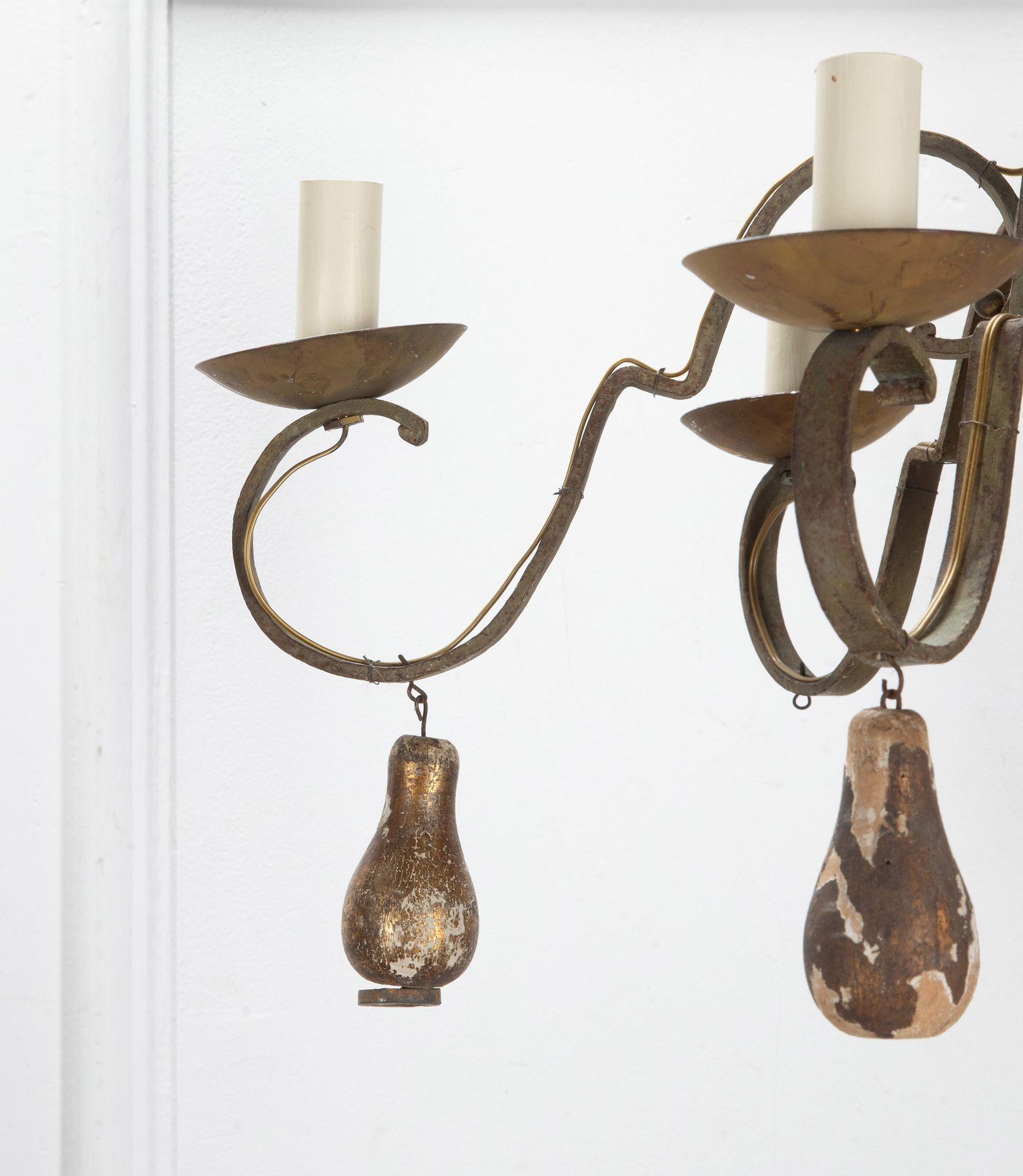 Pair of 19th Century French Metal and Giltwood Chandeliers For Sale 4