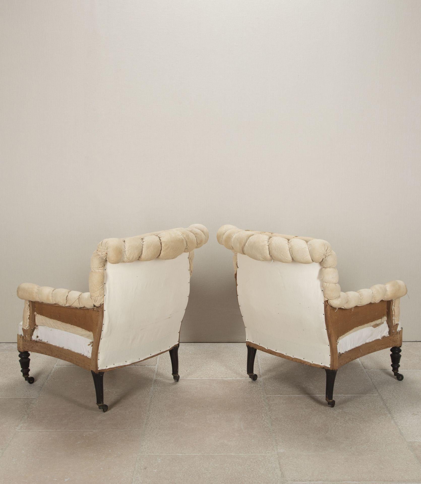 Pareja de sillones franceses Napoleón III del siglo XIX Francés en venta