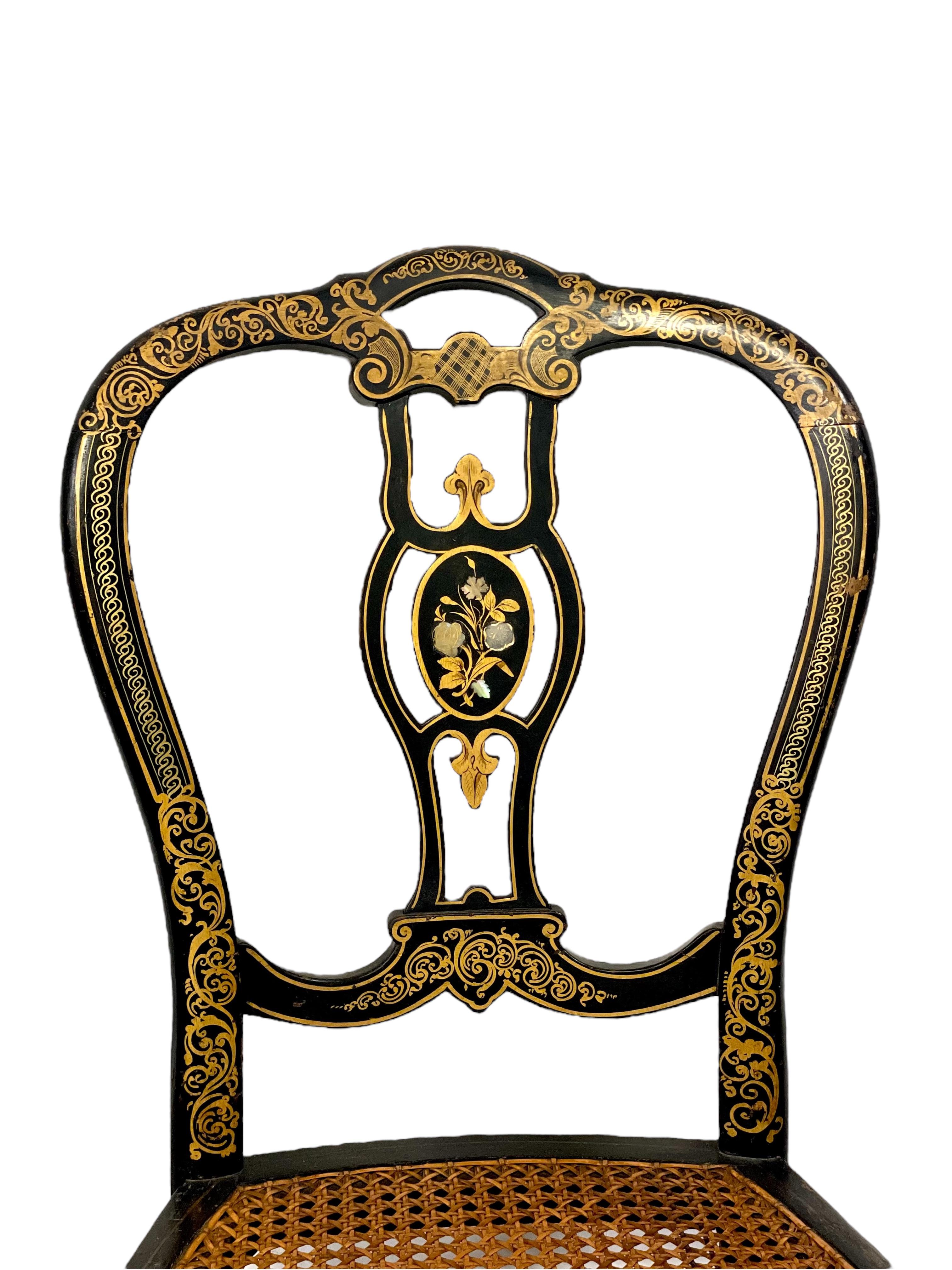 Pareja de Sillones de Ópera en Madera Ebonizada y Asientos de Caña, Época Napoleón III Francés en venta
