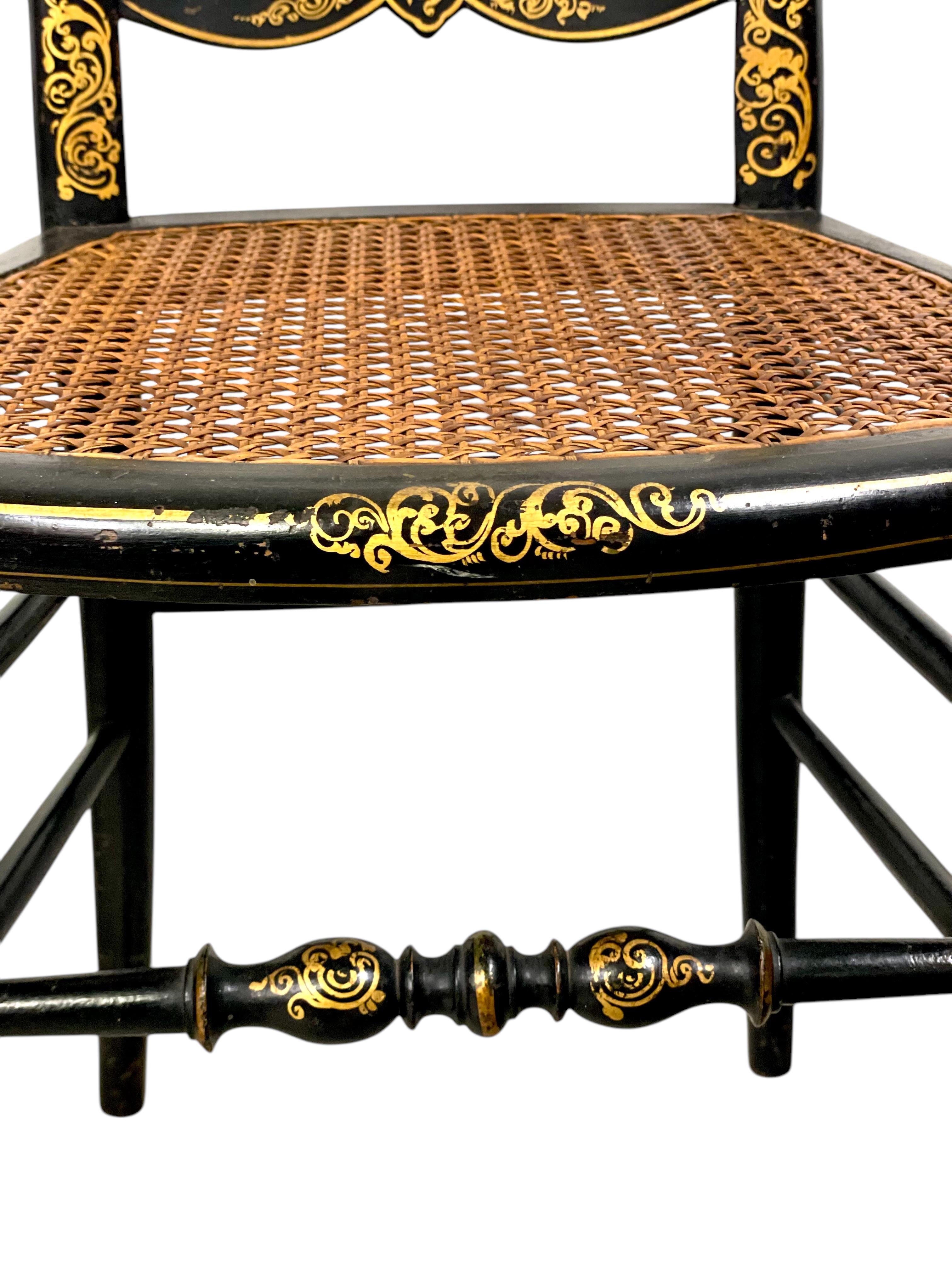 Pareja de Sillones de Ópera en Madera Ebonizada y Asientos de Caña, Época Napoleón III Madera frutal en venta