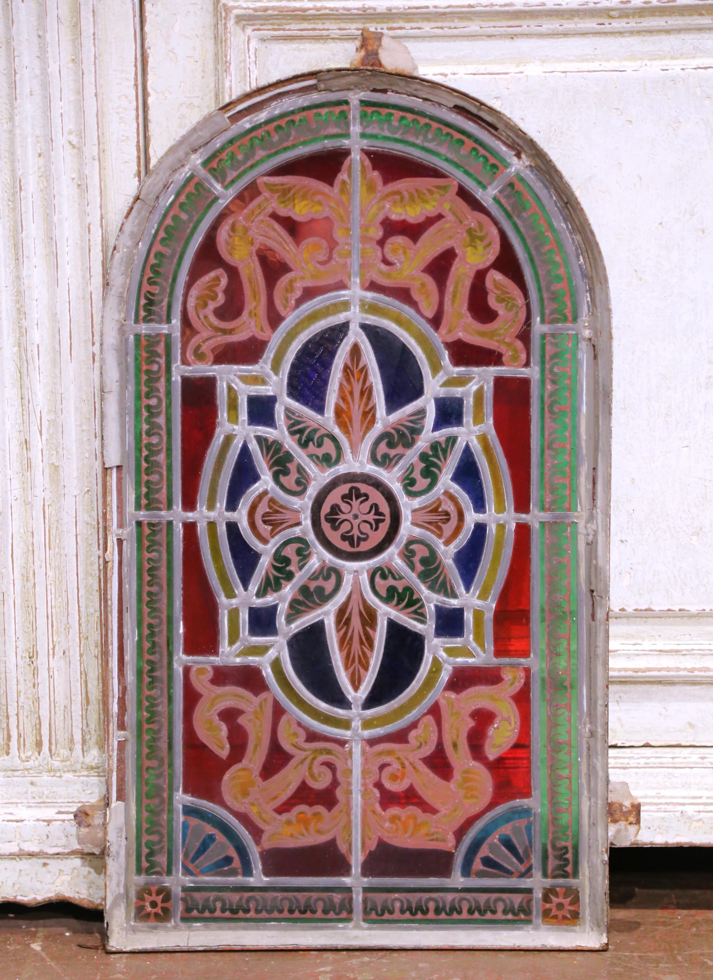 Francese Coppia di vetrate dipinte e colorate francesi del XIX secolo di Napoleone III in vendita