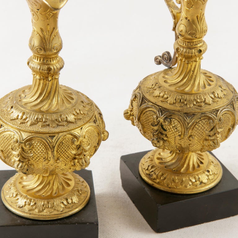 Pair of 19th Century French Napoleon III Period Gilt Bronze Altar Cruets at 1stDibs