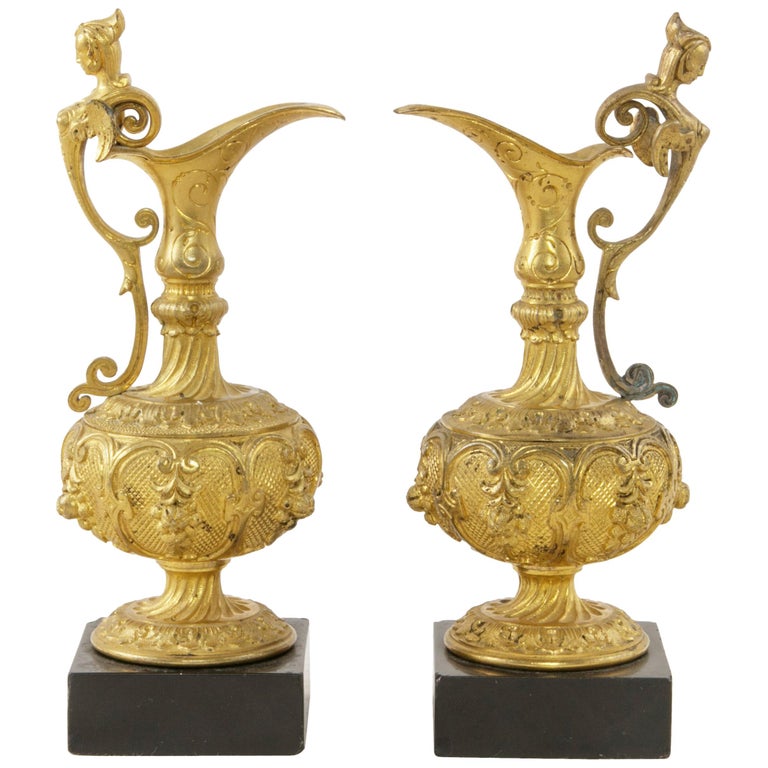 Pair of 19th Century French Napoleon III Period Gilt Bronze Altar
