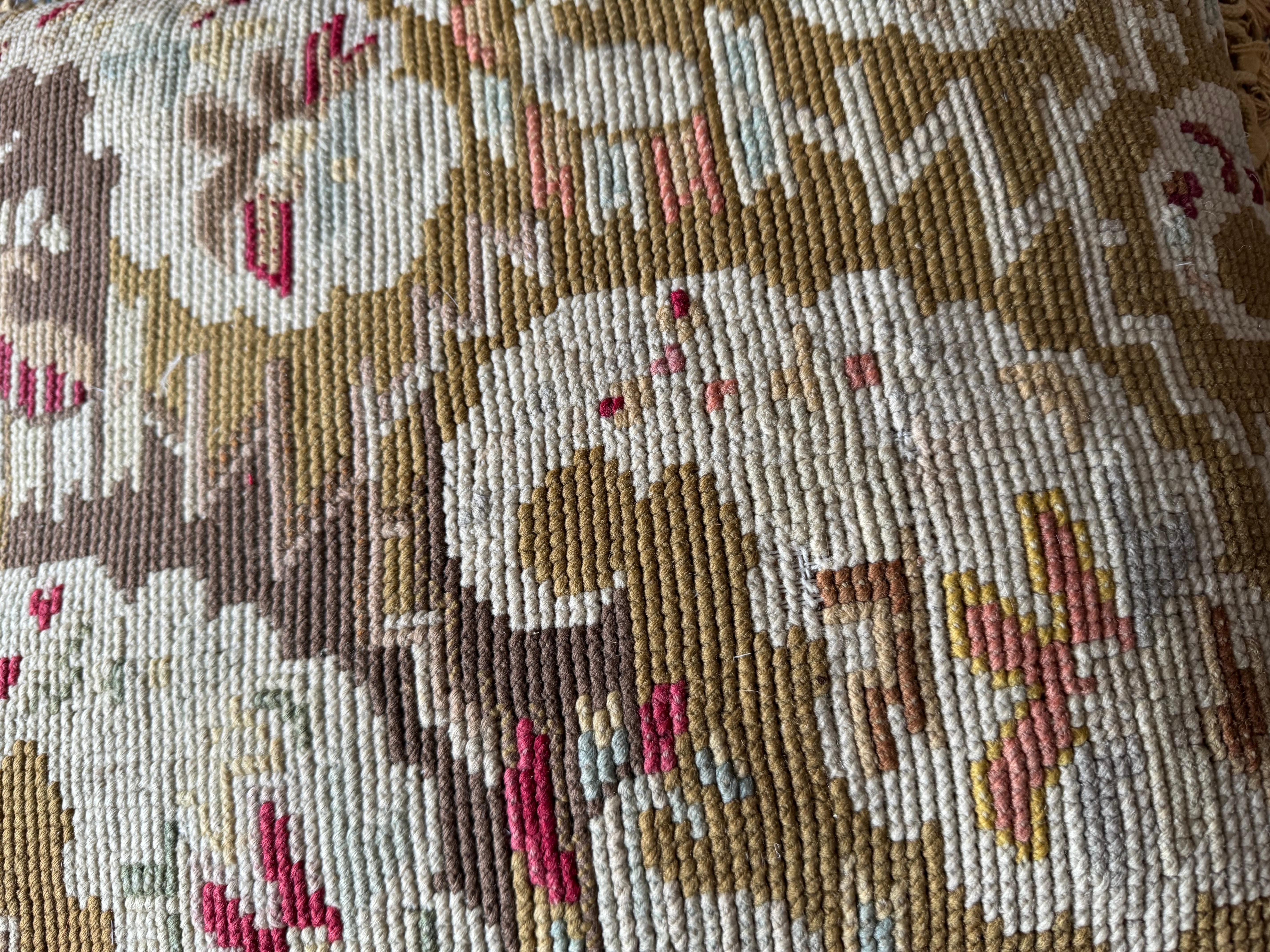 Pair of 19th Century French Needlepoint Pillows with Petite Tassels For Sale 2