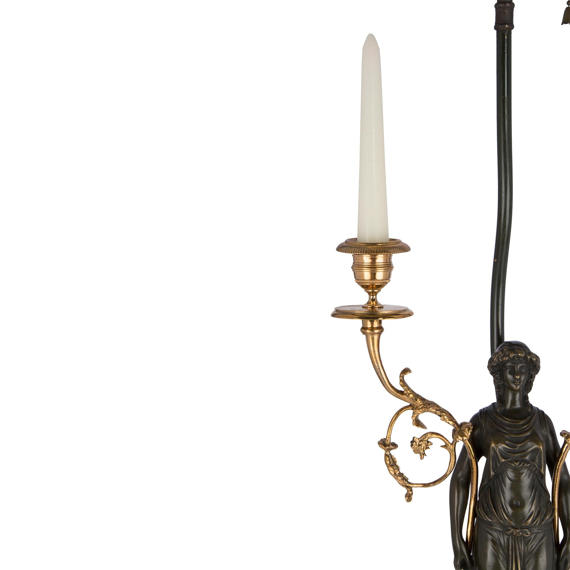 Bronze Pair of 19th Century French Neo-Classical St. Lamps For Sale