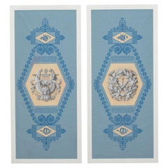 Par de paneles de papel pintado neoclásicos franceses del siglo XIX