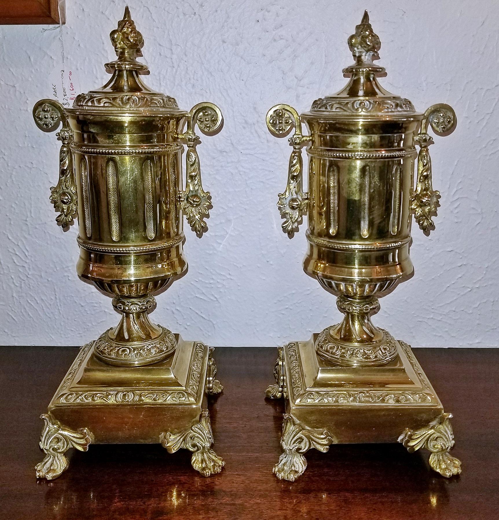 Pair of 19th Century French Neoclassical Style Brass Garnitures 7