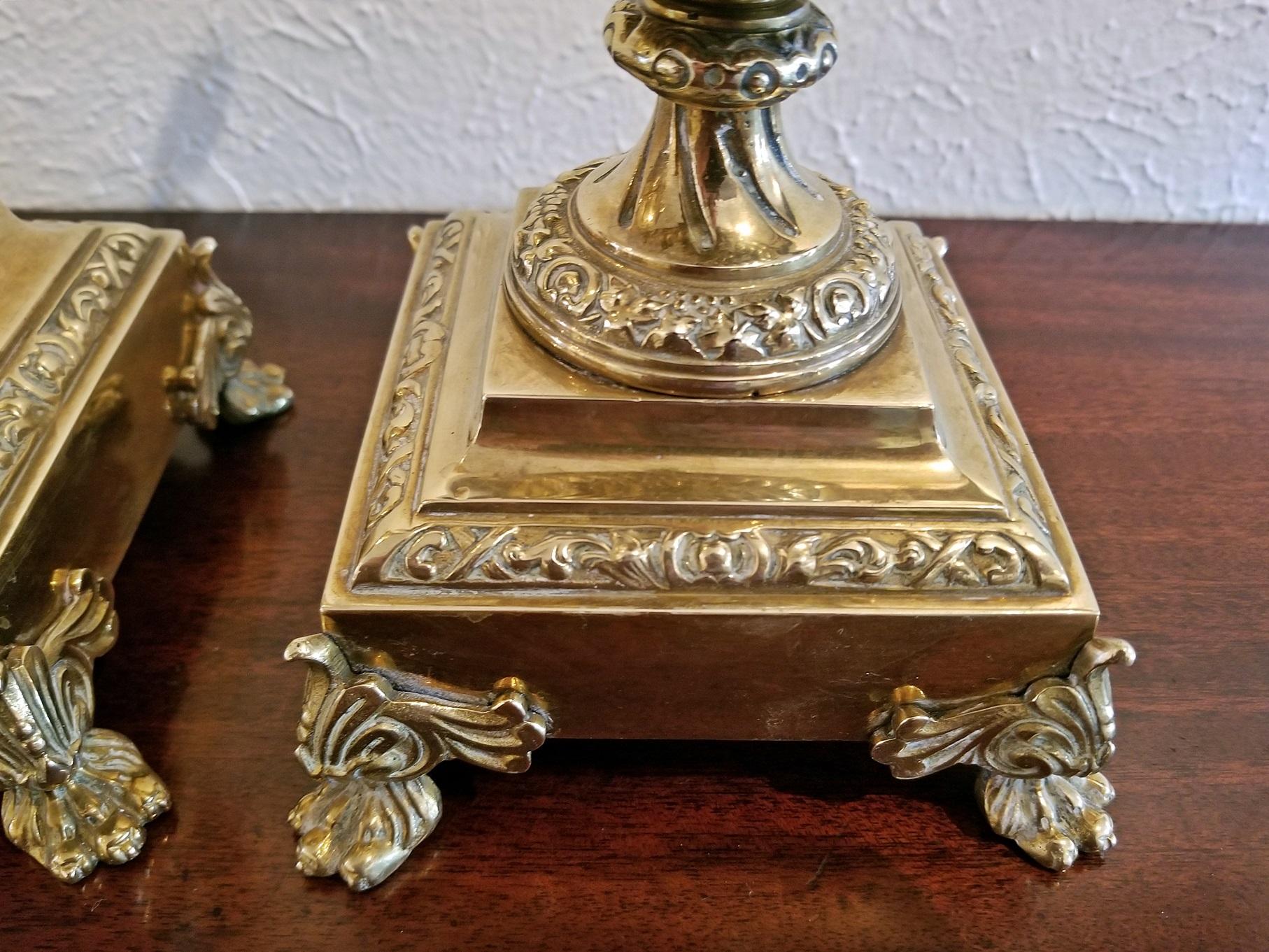 Pair of 19th Century French Neoclassical Style Brass Garnitures In Good Condition In Dallas, TX