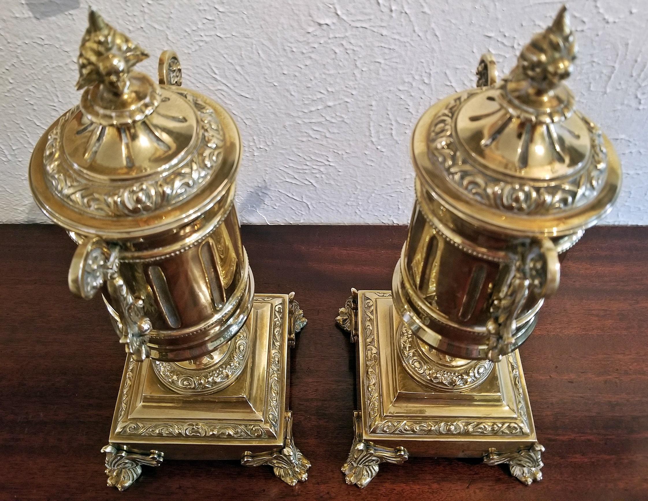 Pair of 19th Century French Neoclassical Style Brass Garnitures 1