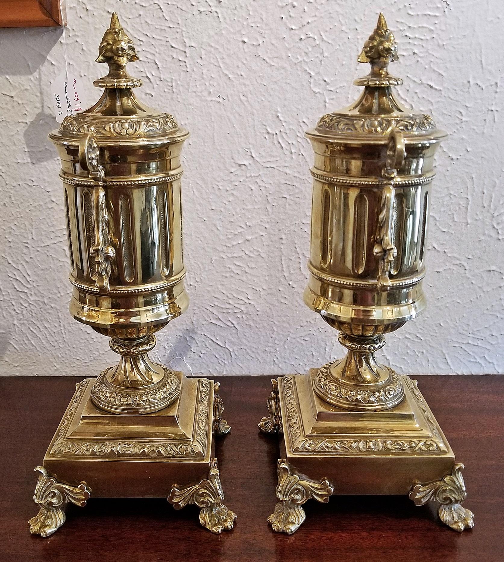 Pair of 19th Century French Neoclassical Style Brass Garnitures 2