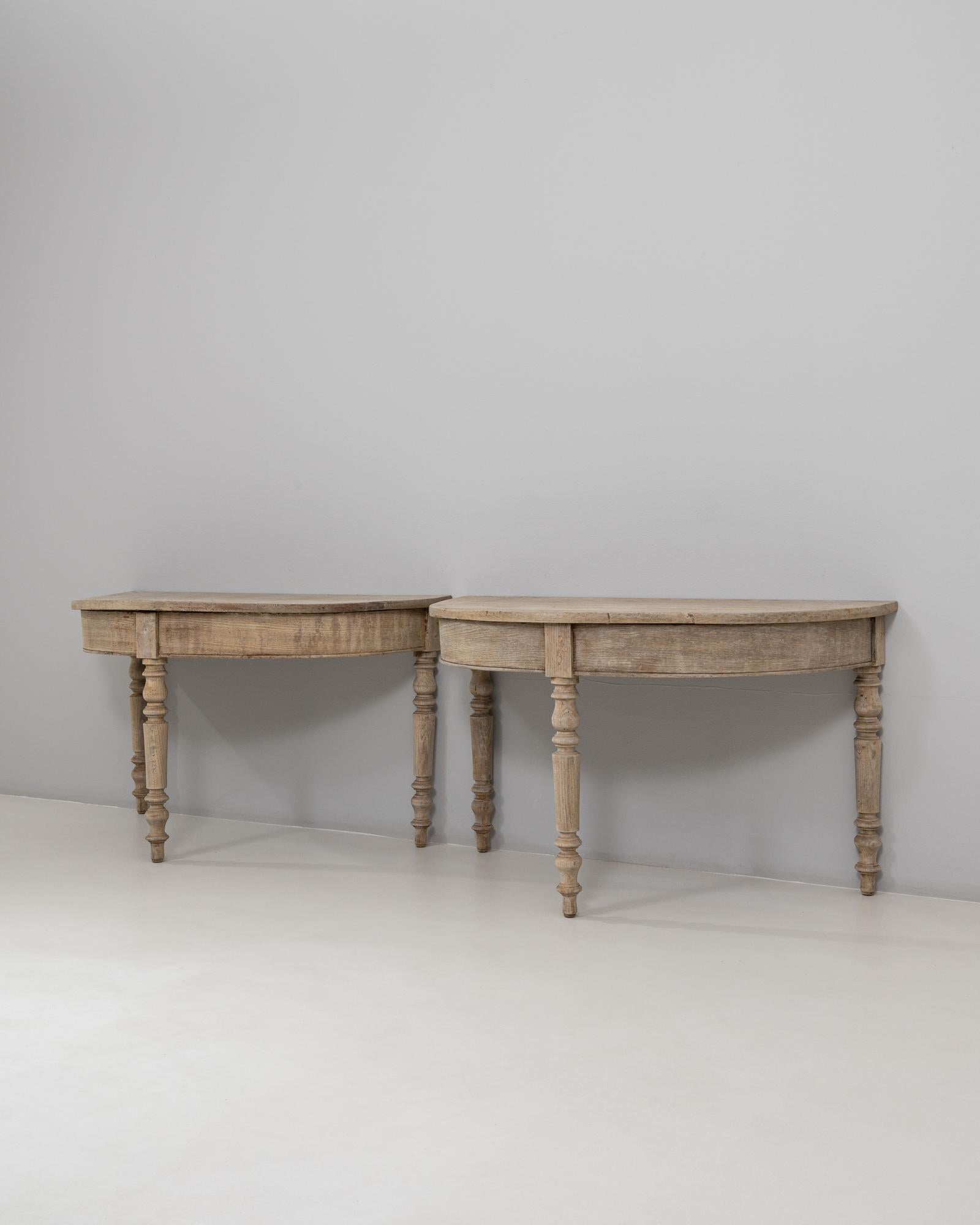 Pair of 19th Century French Neoclassical Style Oak Console Tables For Sale 7