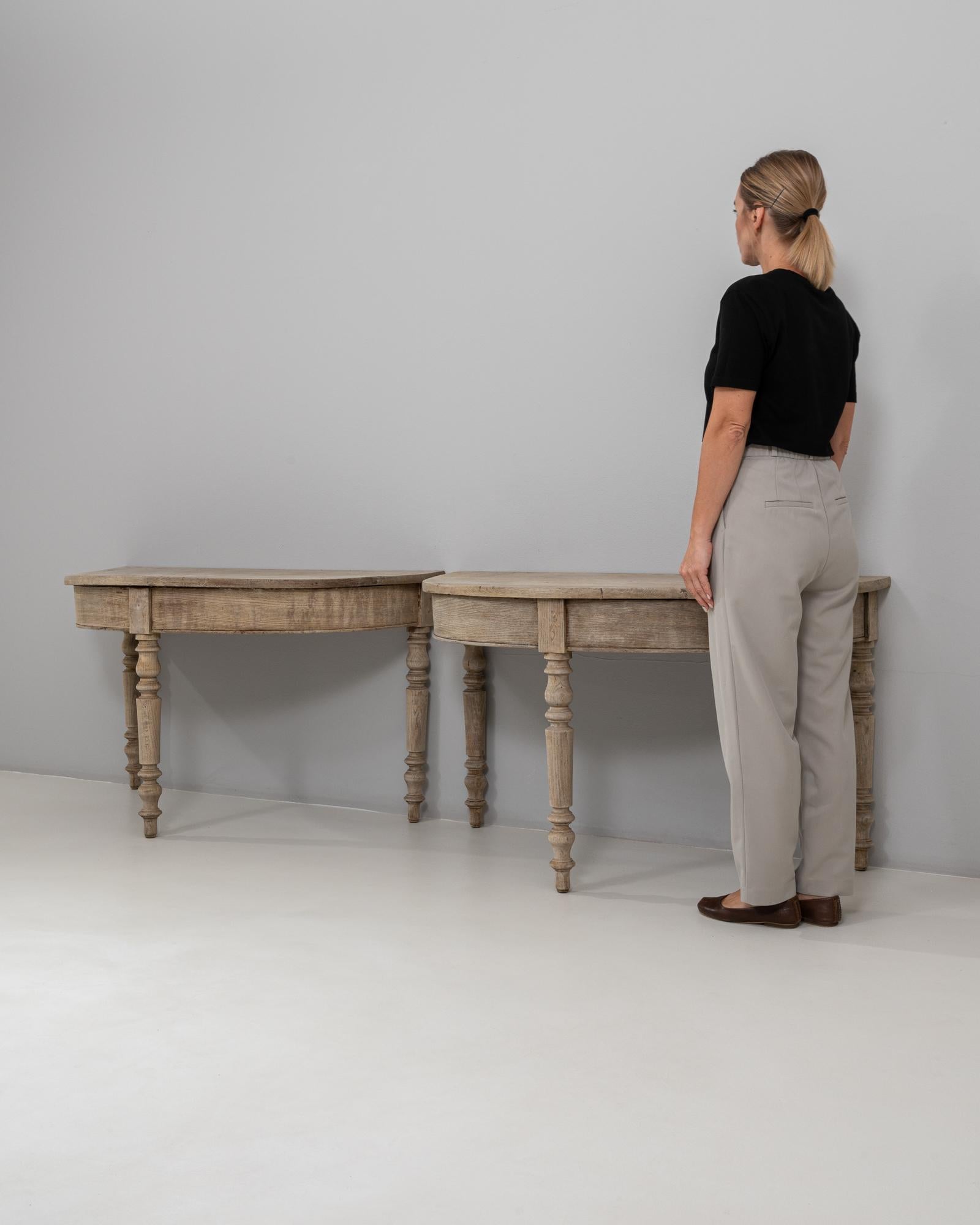 Pair of 19th Century French Neoclassical Style Oak Console Tables For Sale 8