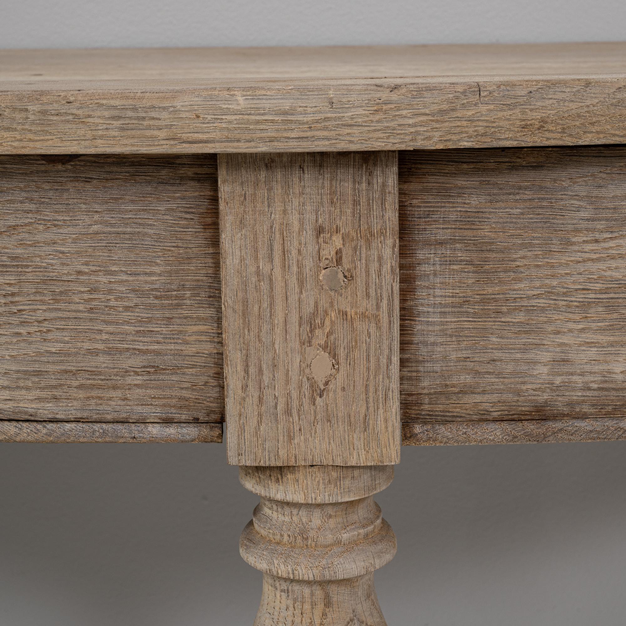 Pair of 19th Century French Neoclassical Style Oak Console Tables For Sale 9
