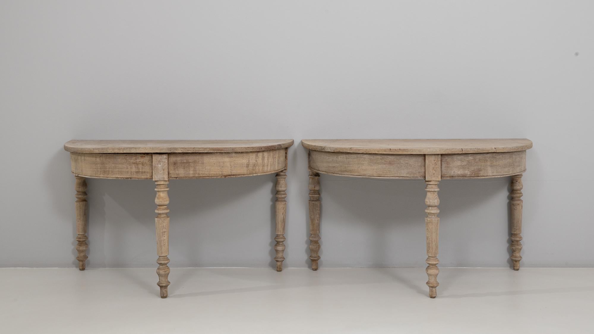 Pair of 19th Century French Neoclassical Style Oak Console Tables For Sale 6