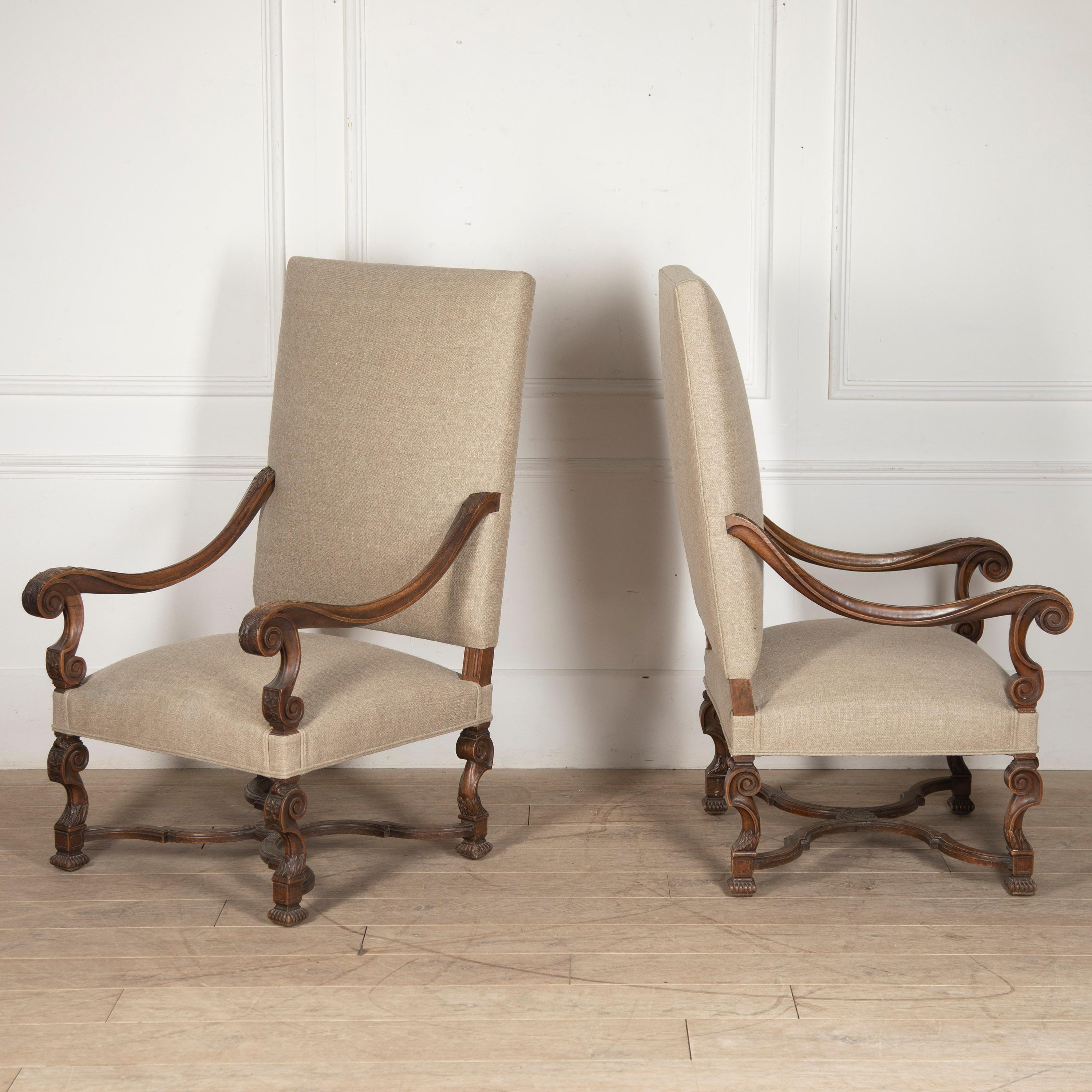 Pair of 19th Century French Oak Armchairs 1