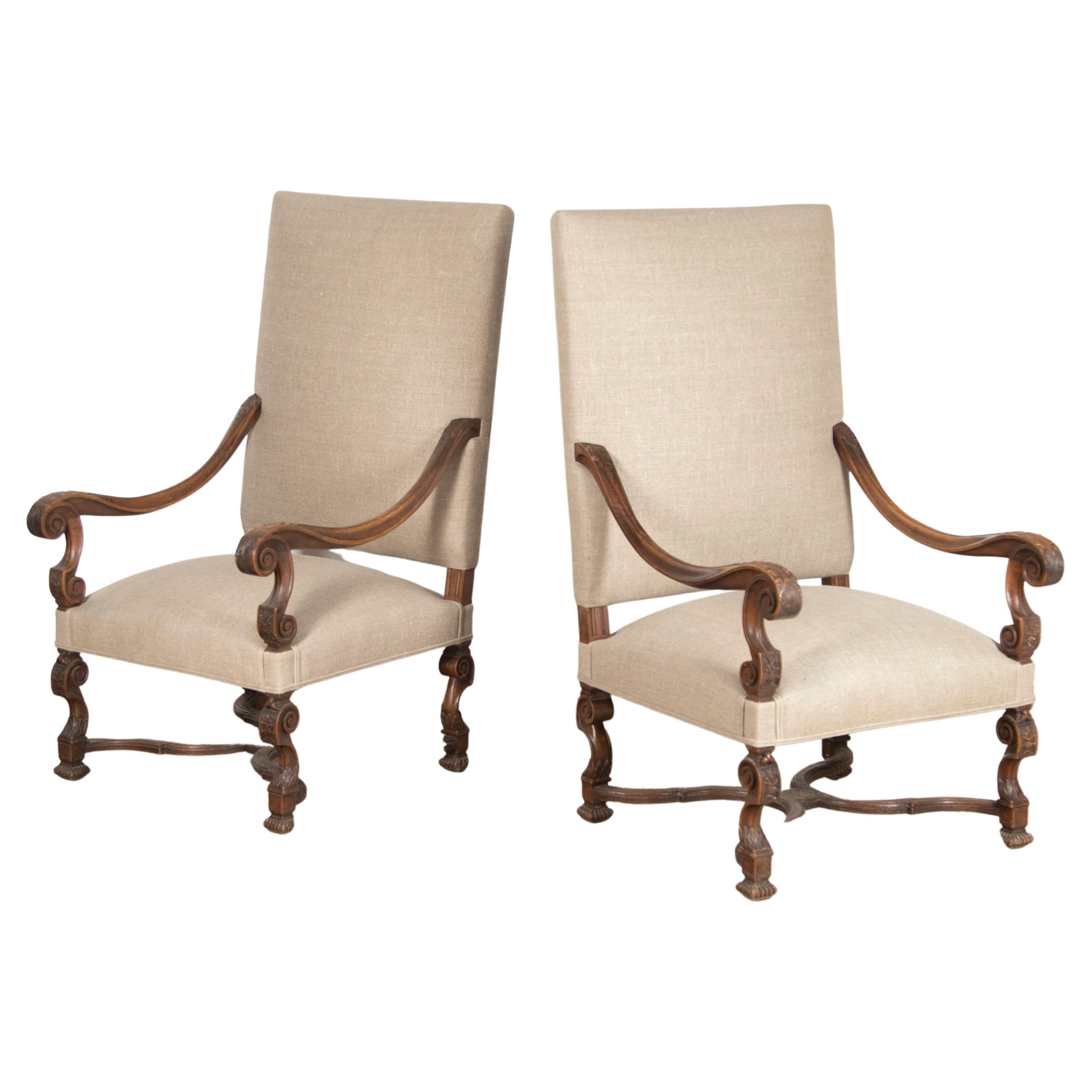 Pair of 19th Century French Oak Armchairs