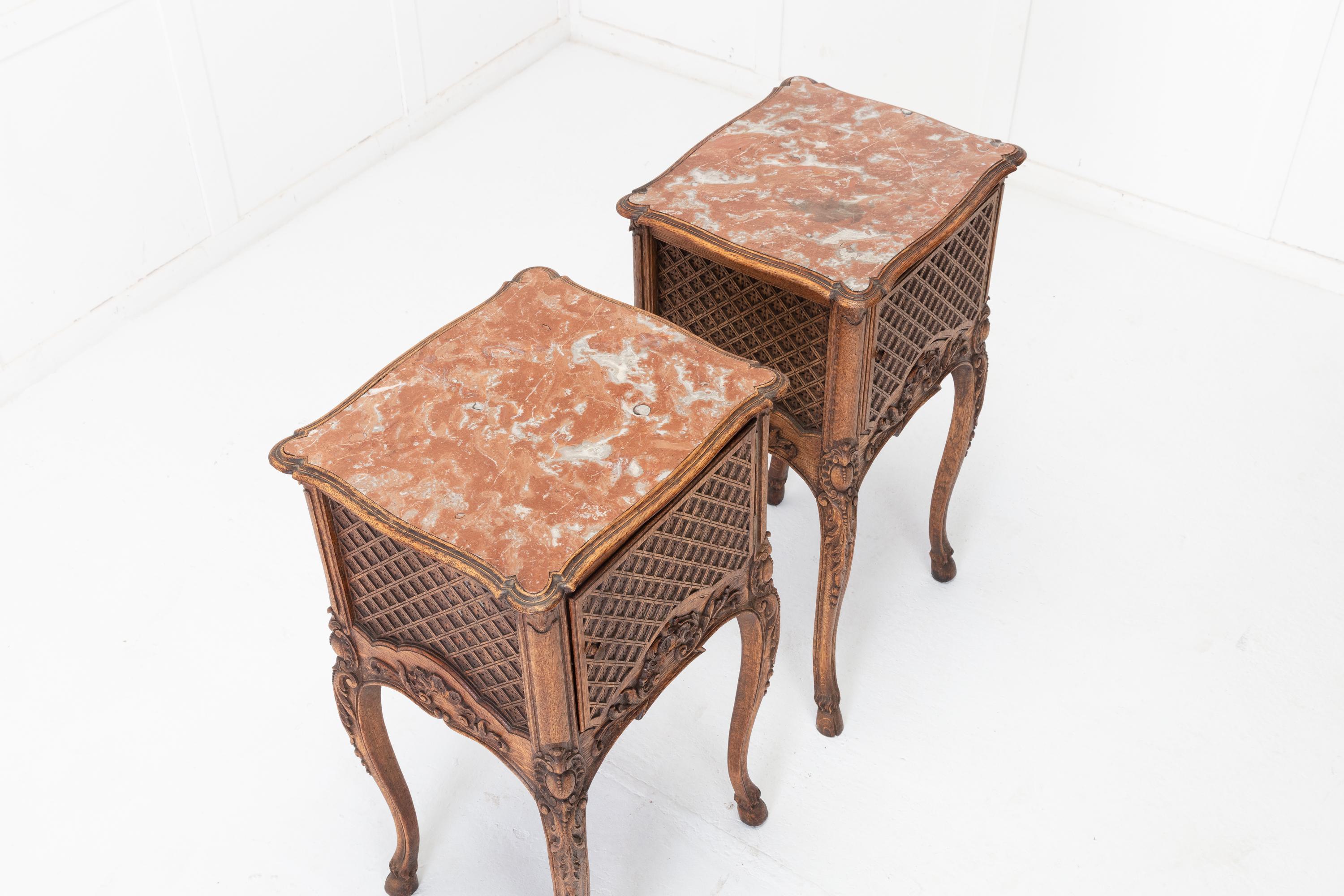 Pair of 19th Century French Oak Bedside Tables 1