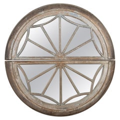 Pair of 19th Century French Oak Demi-Lune Window Frame Mirrors