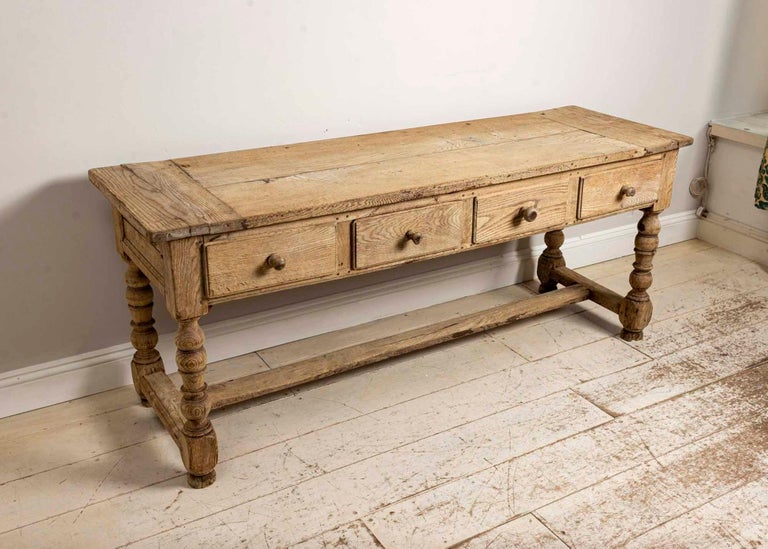19th Century French Oak Four Drawer Paneled Server or Console Table at ...