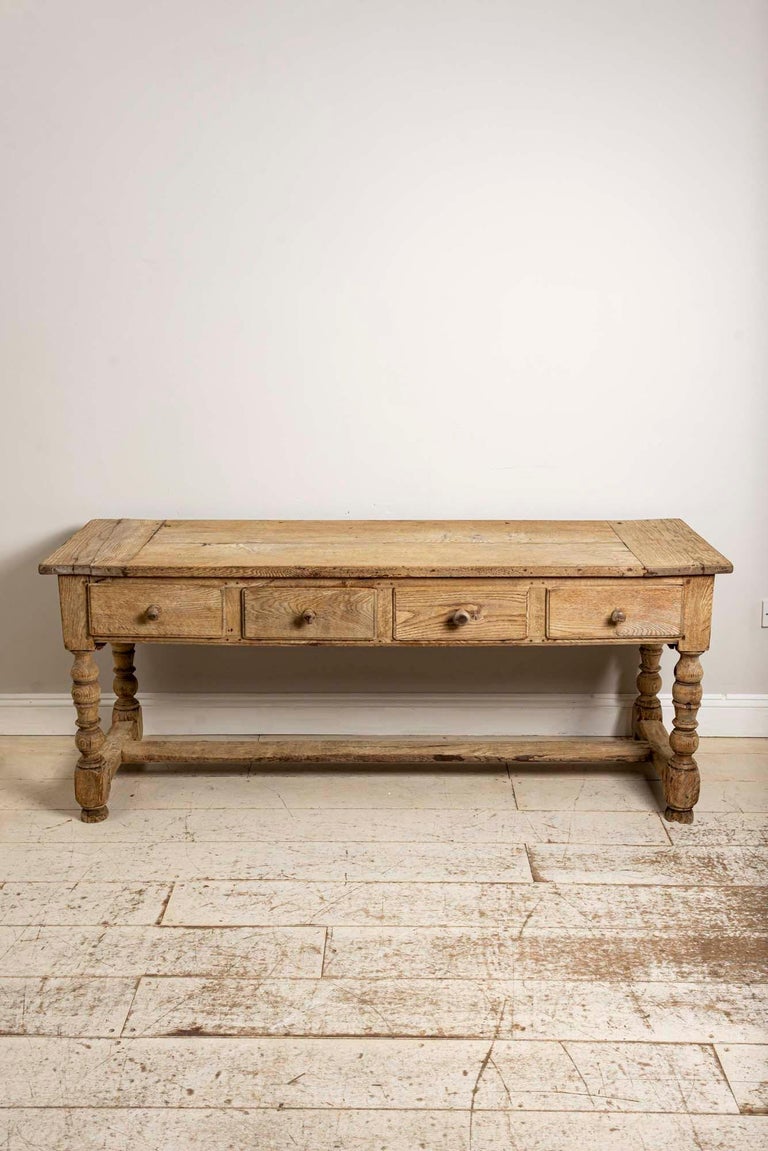 19th Century French Oak Four Drawer Paneled Server or Console Table at ...