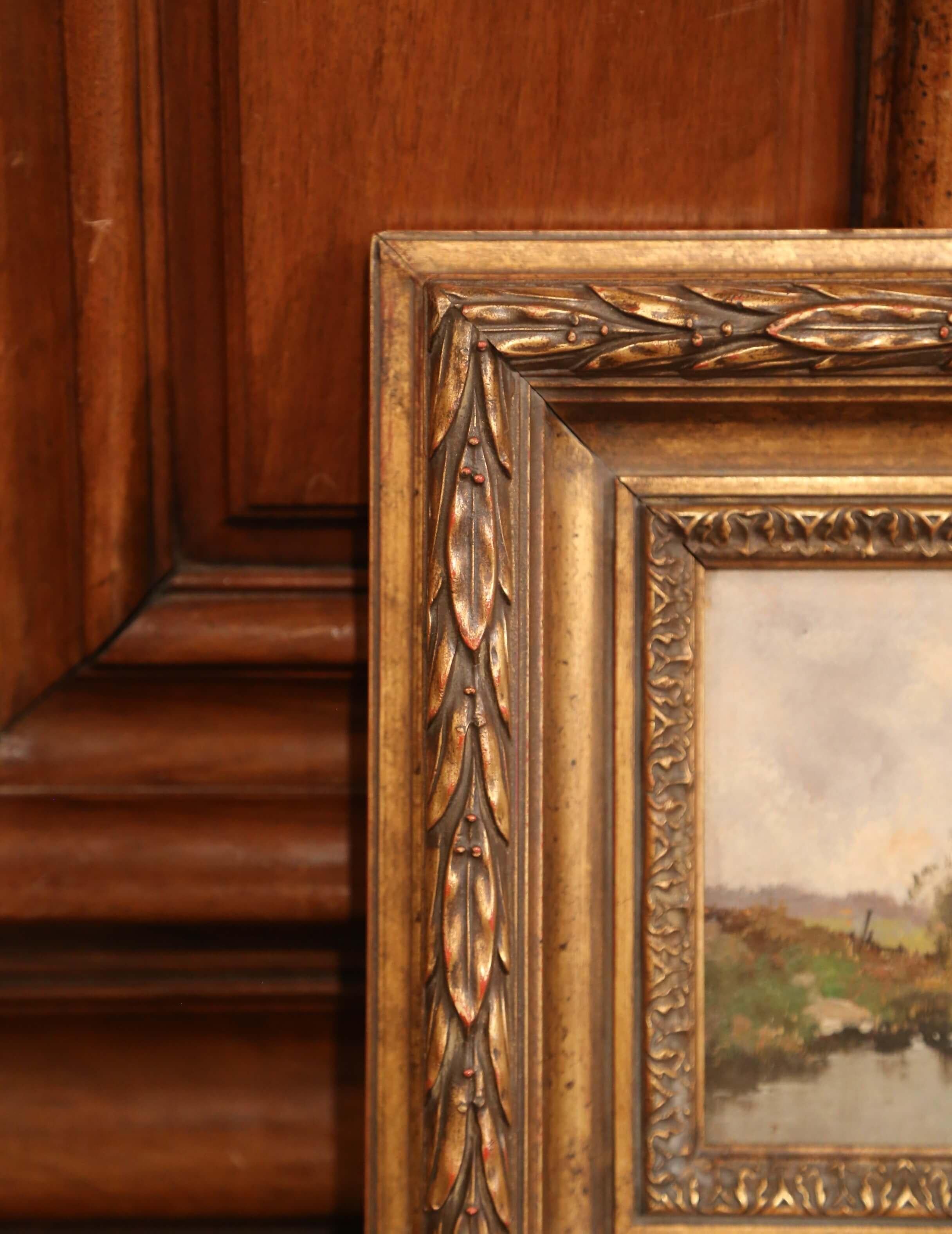 Pair of 19th Century French Oil on Board in Gilt Frames by E. Galien-Laloue 3