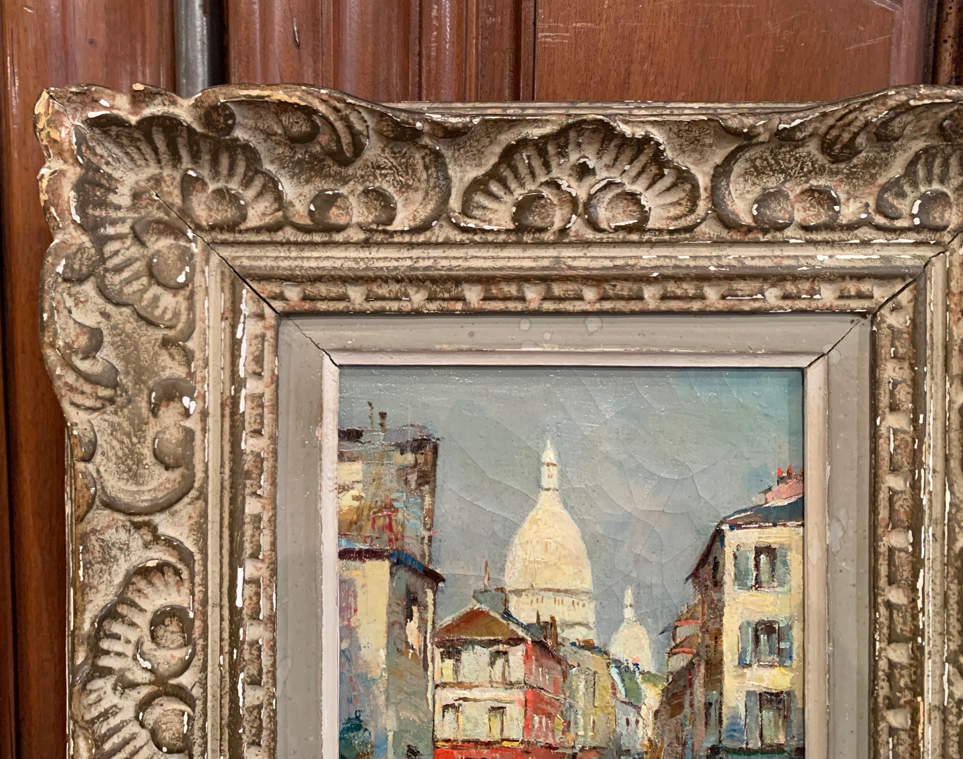 Pair of 19th Century French Oil on Canvas Paris Paintings in Carved Frames 7