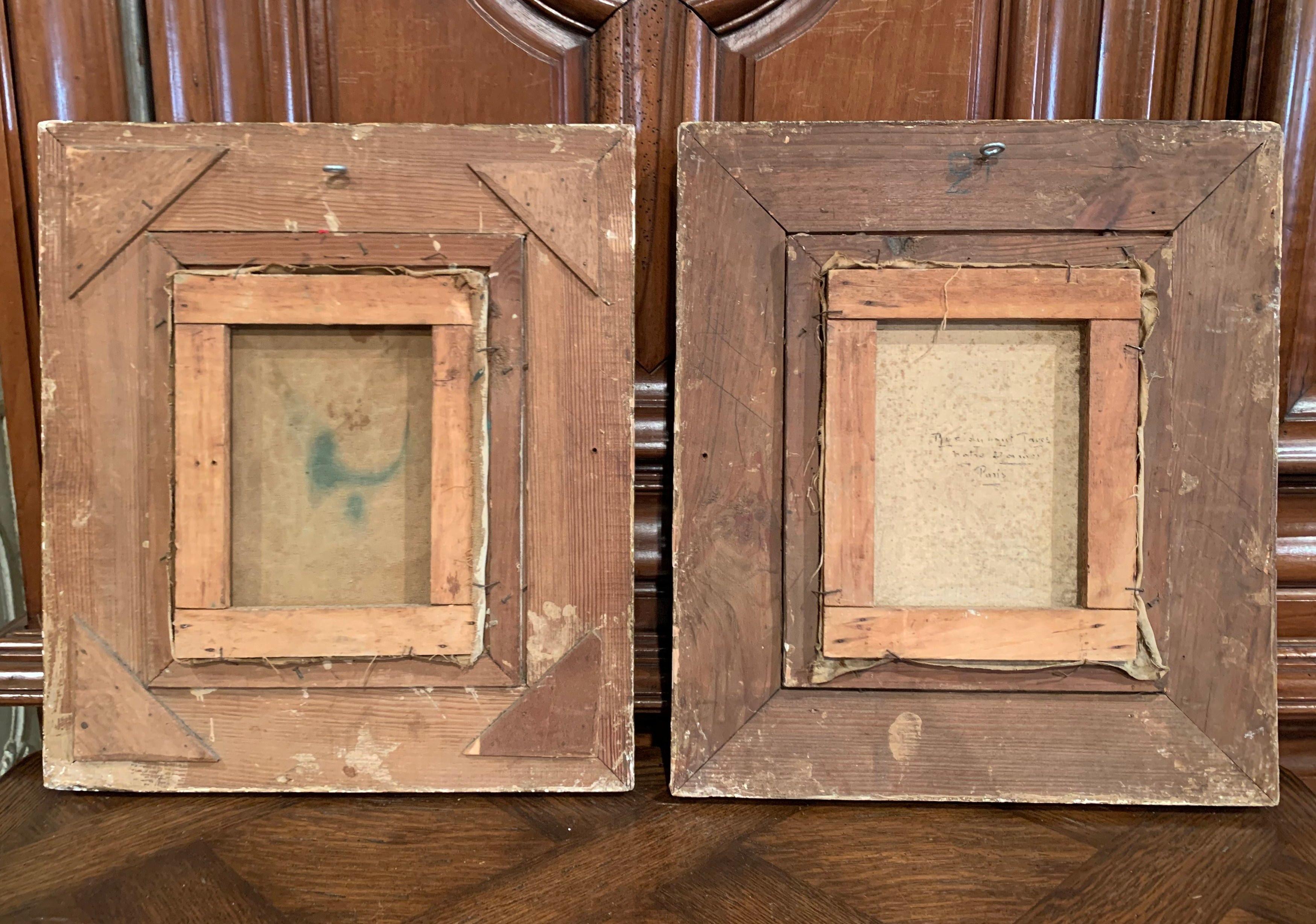 Pair of 19th Century French Oil on Canvas Paris Paintings in Carved Frames 8