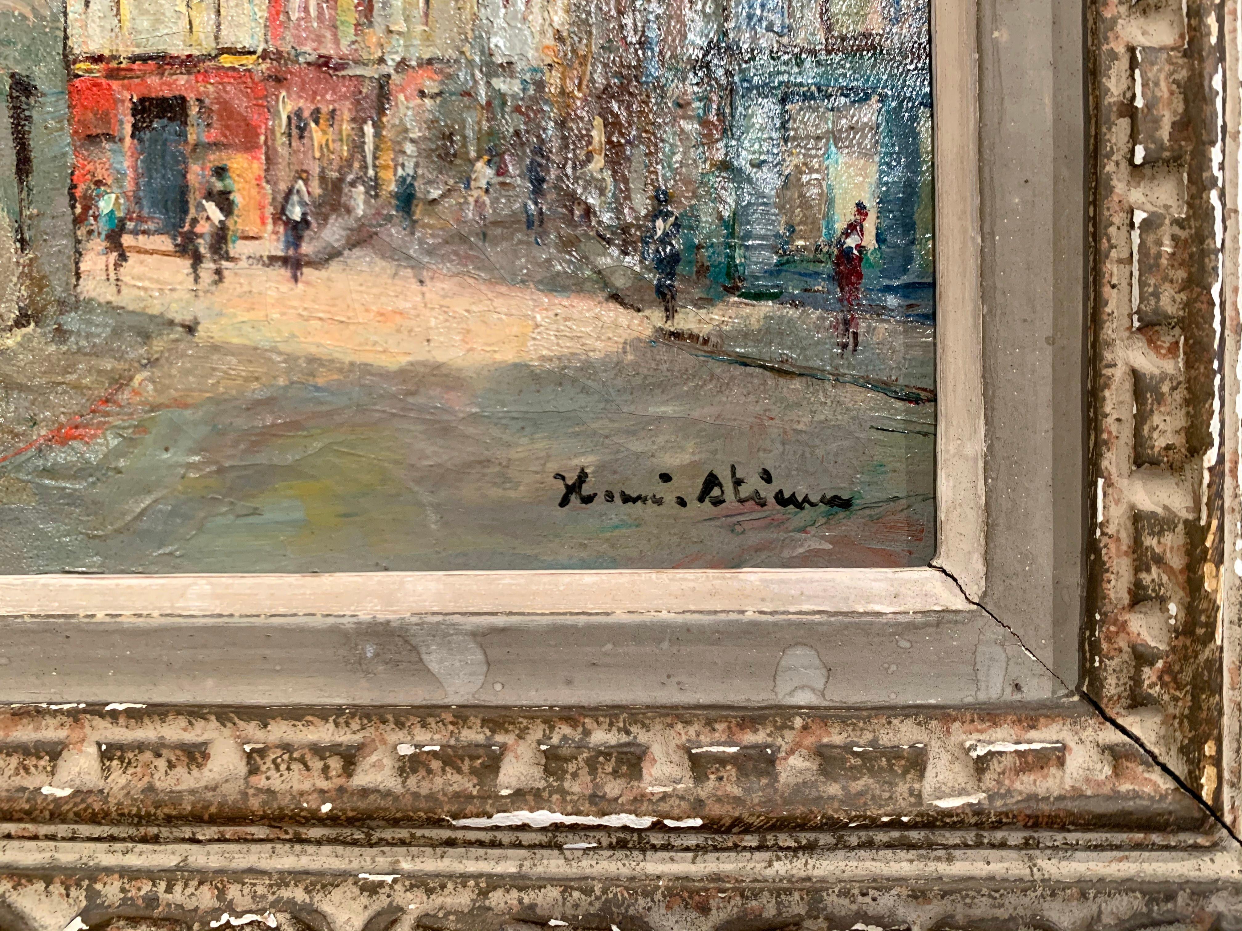 Pair of 19th Century French Oil on Canvas Paris Paintings in Carved Frames 5