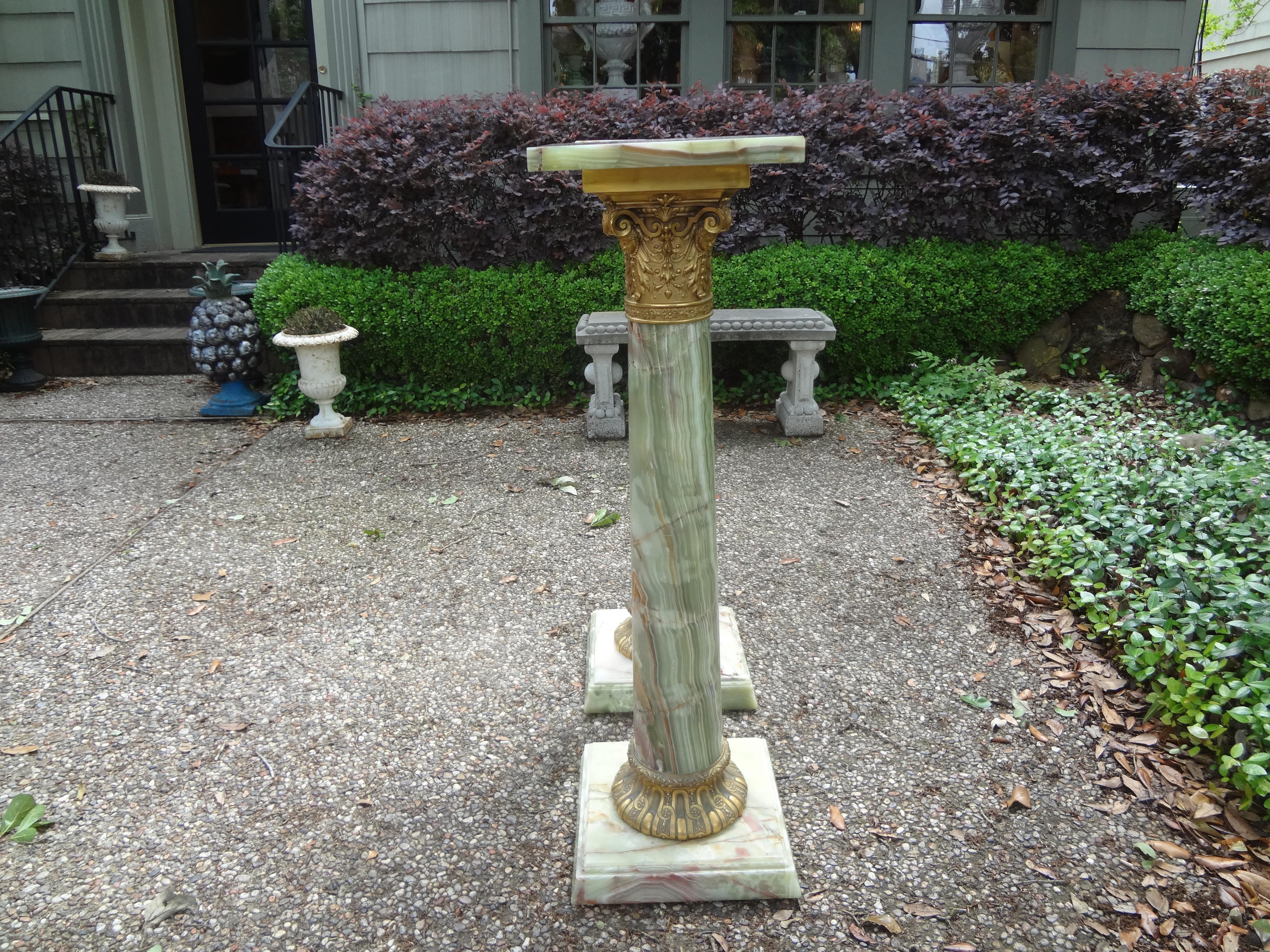 Pair of 19th Century French Onyx and Bronze Pedestals 4