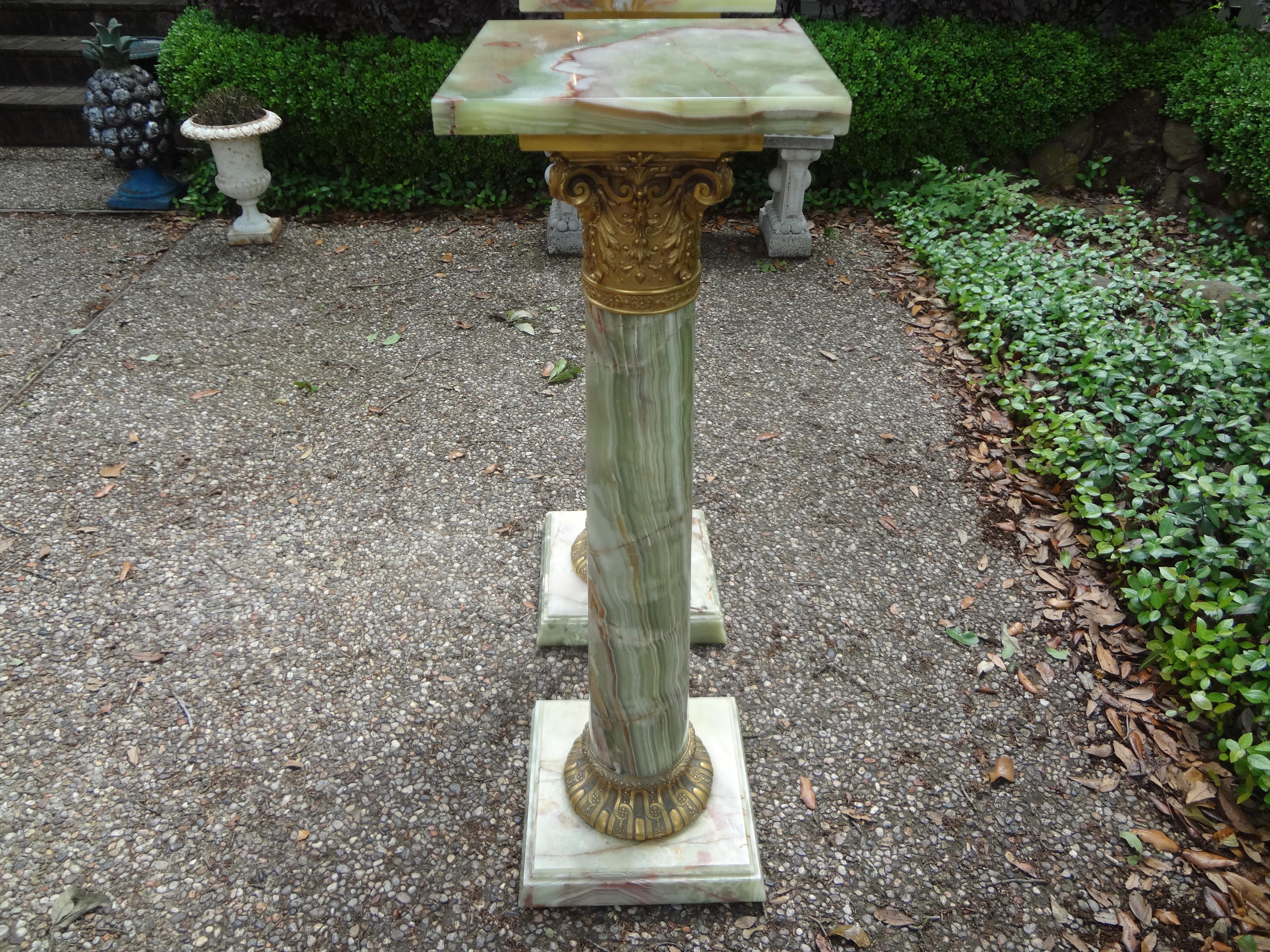 Pair of 19th Century French Onyx and Bronze Pedestals 6