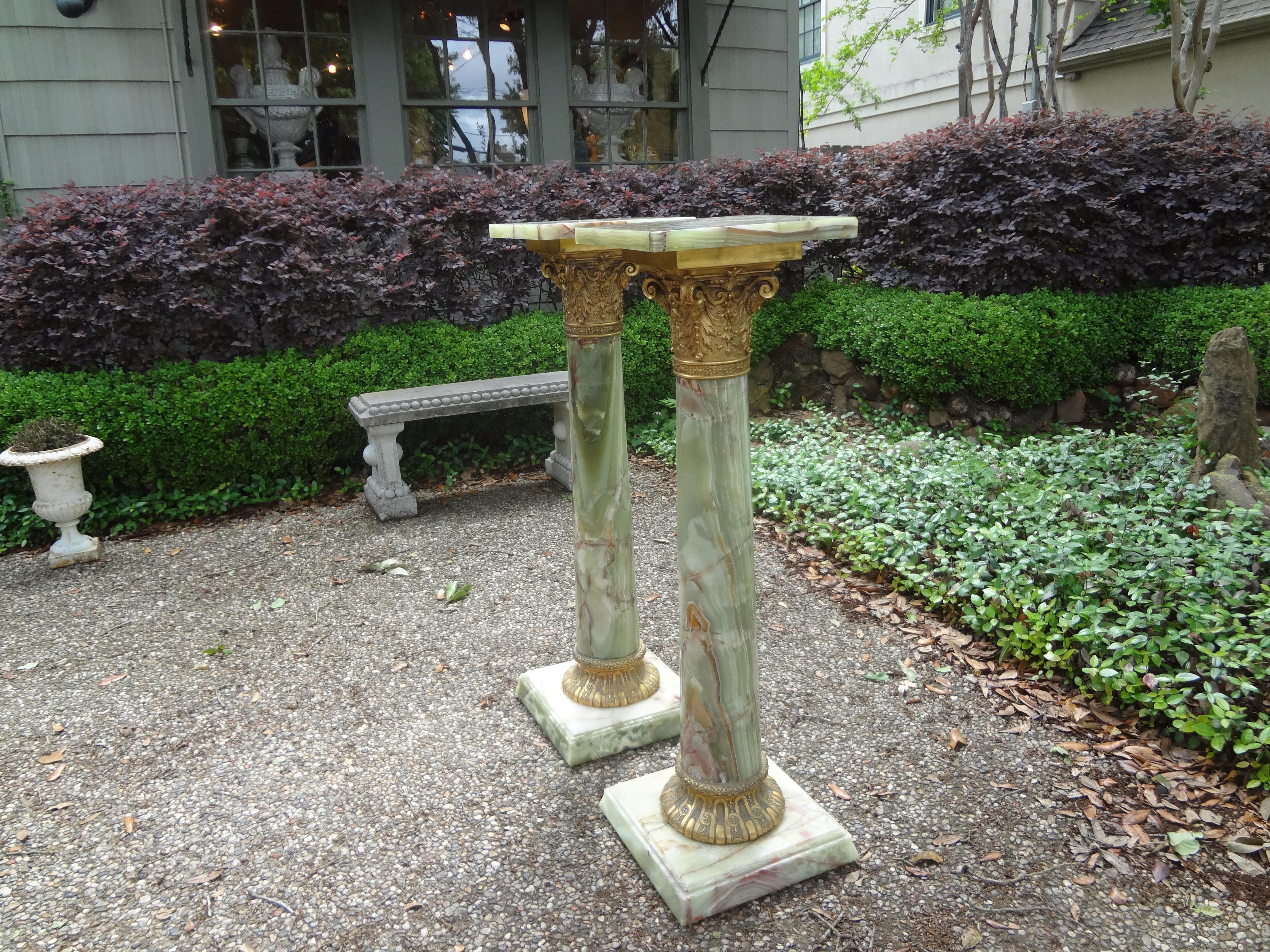 Pair of 19th Century French Onyx and Bronze Pedestals 8