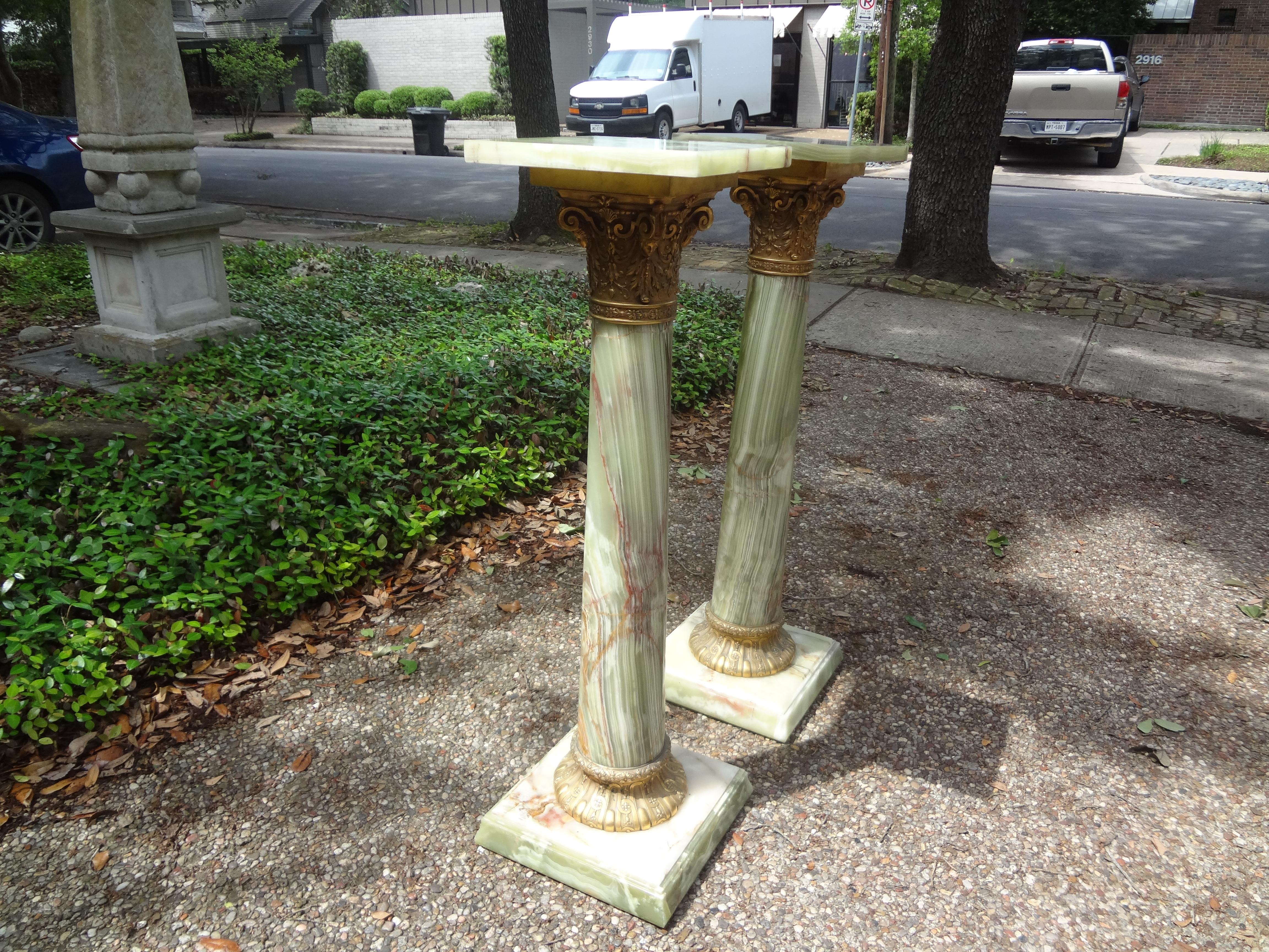 Pair of 19th Century French Onyx and Bronze Pedestals 9