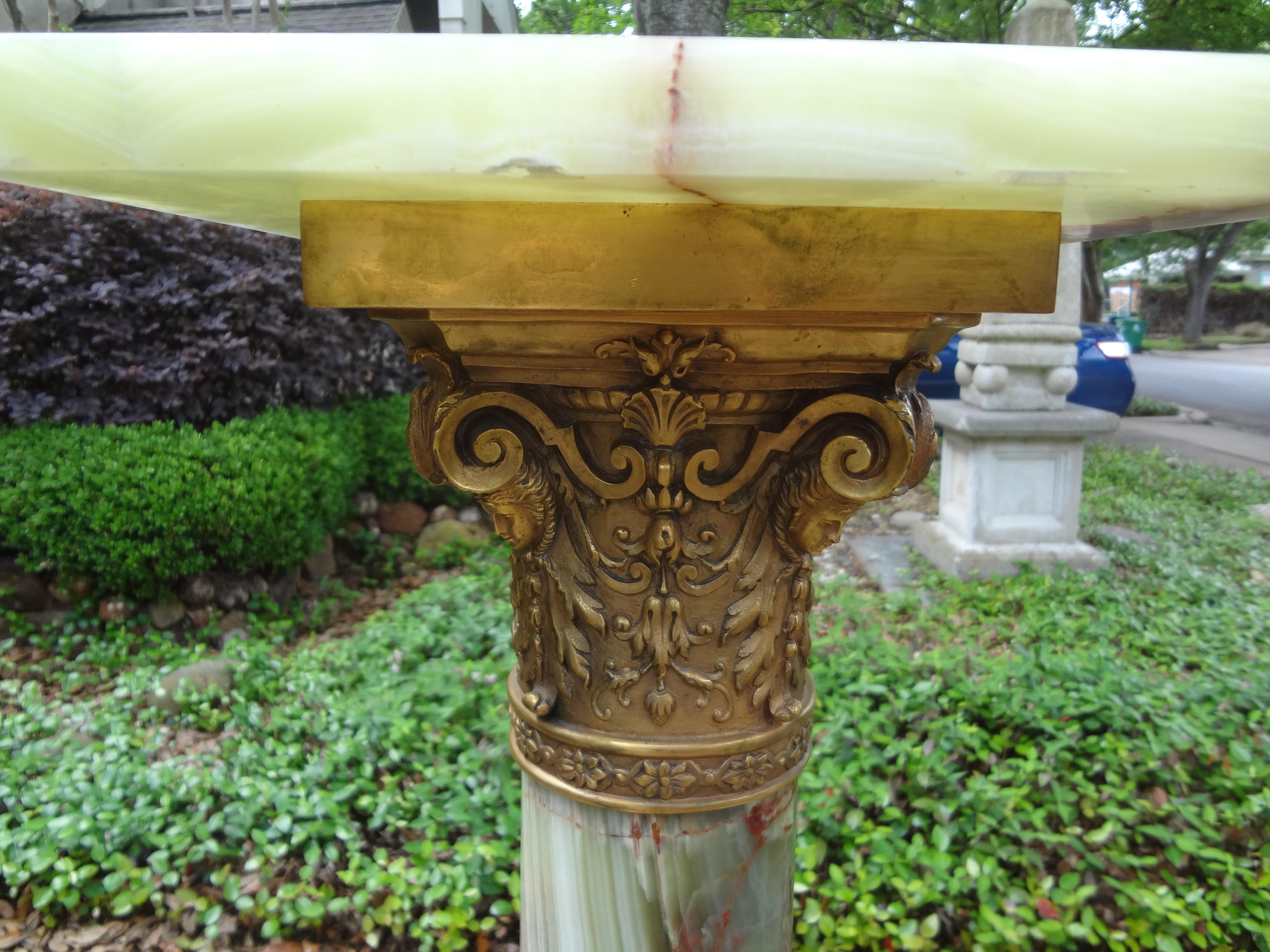Neoclassical Pair of 19th Century French Onyx and Bronze Pedestals