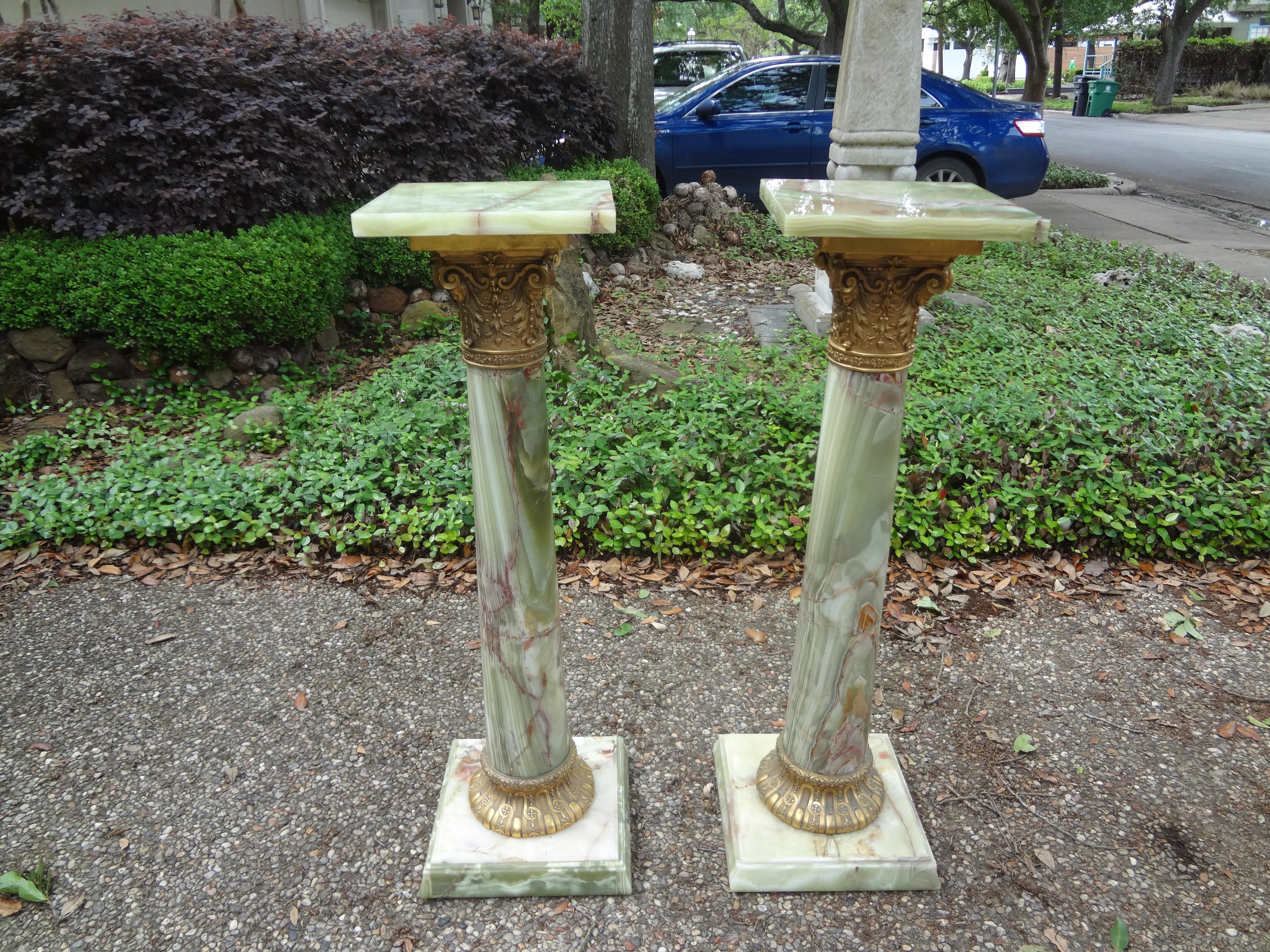 Pair of 19th Century French Onyx and Bronze Pedestals In Good Condition In Houston, TX