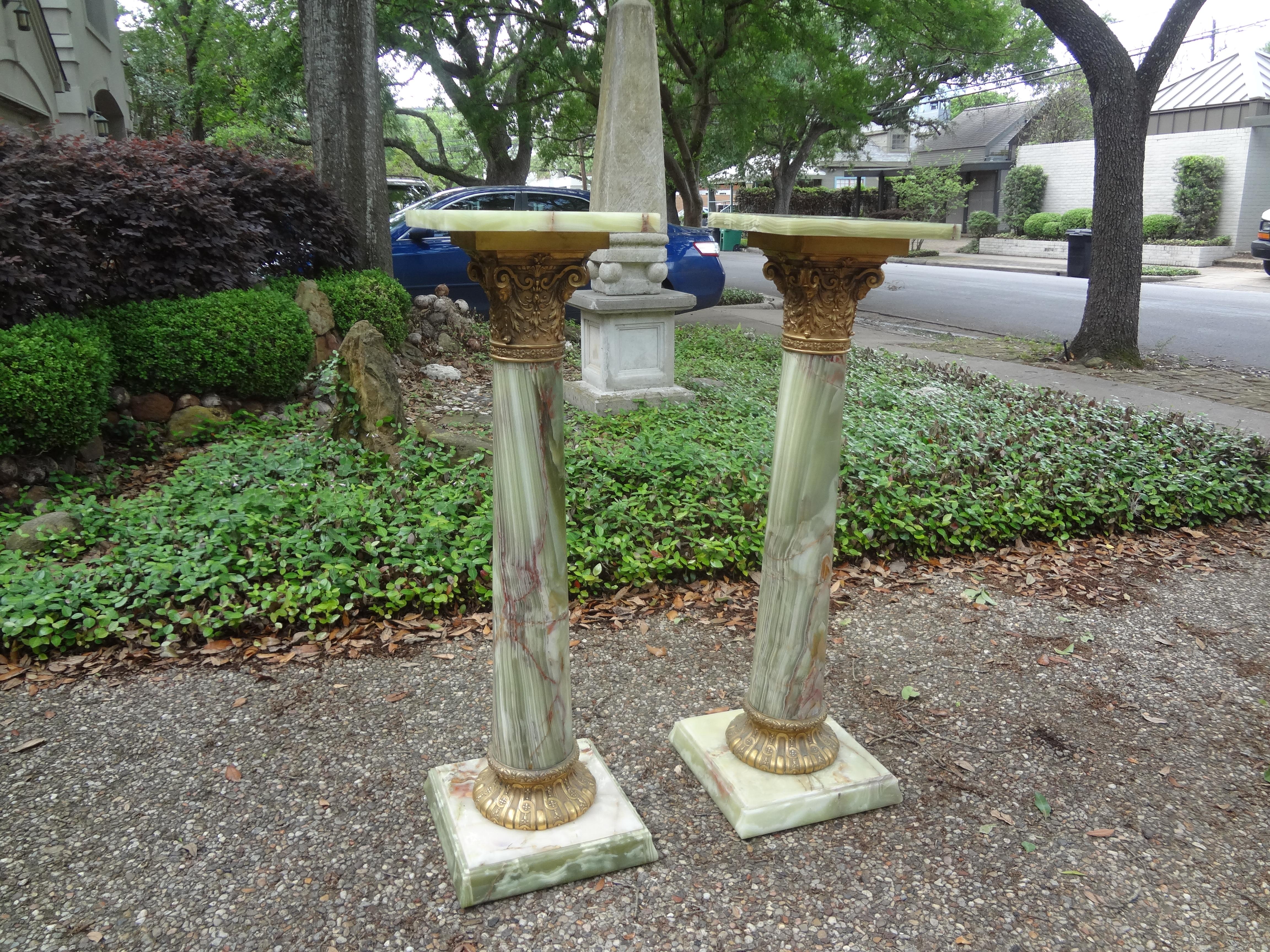 Pair of 19th Century French Onyx and Bronze Pedestals 2