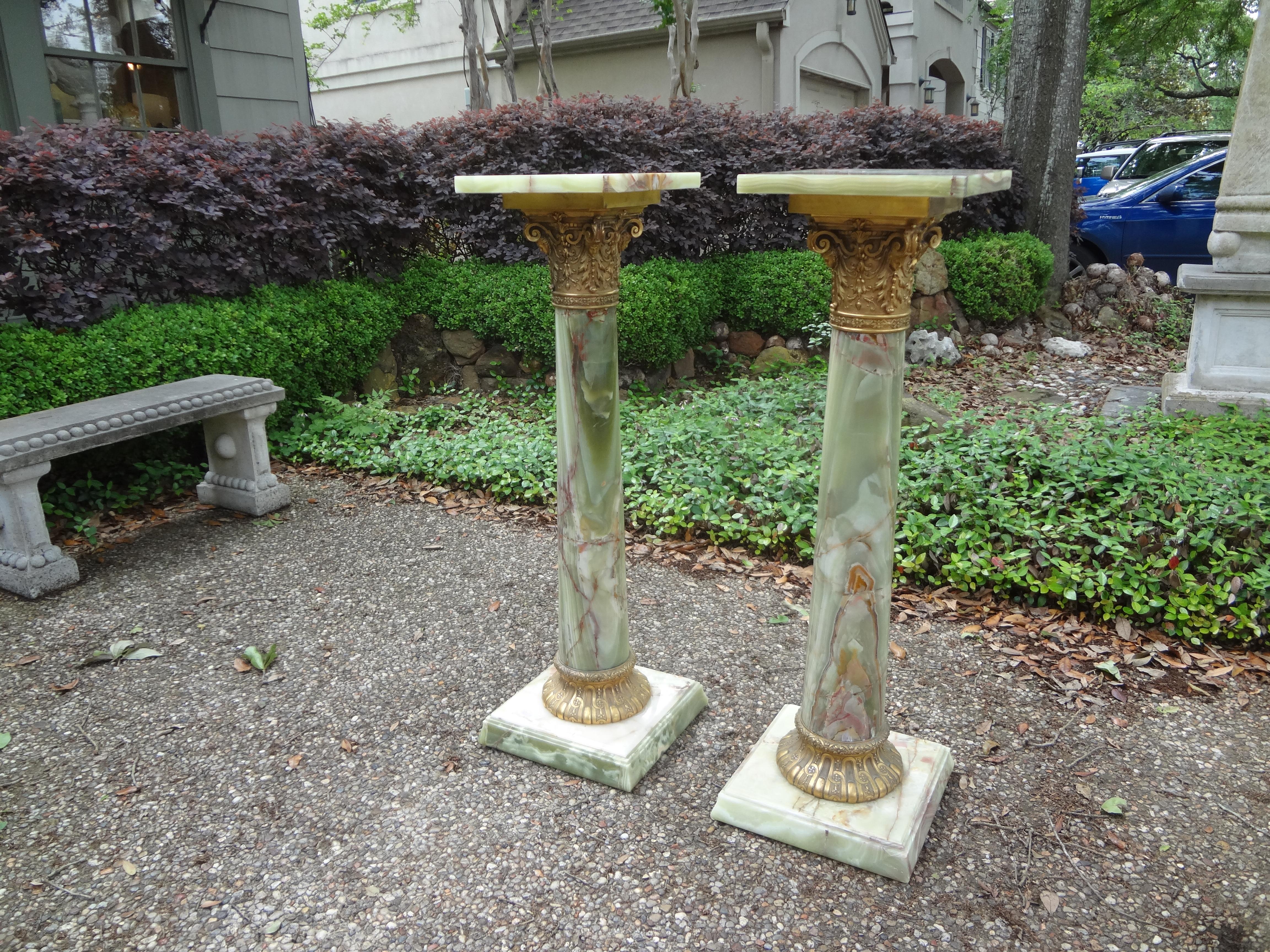 Pair of 19th Century French Onyx and Bronze Pedestals 3