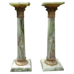Pair of 19th Century French Onyx and Bronze Pedestals