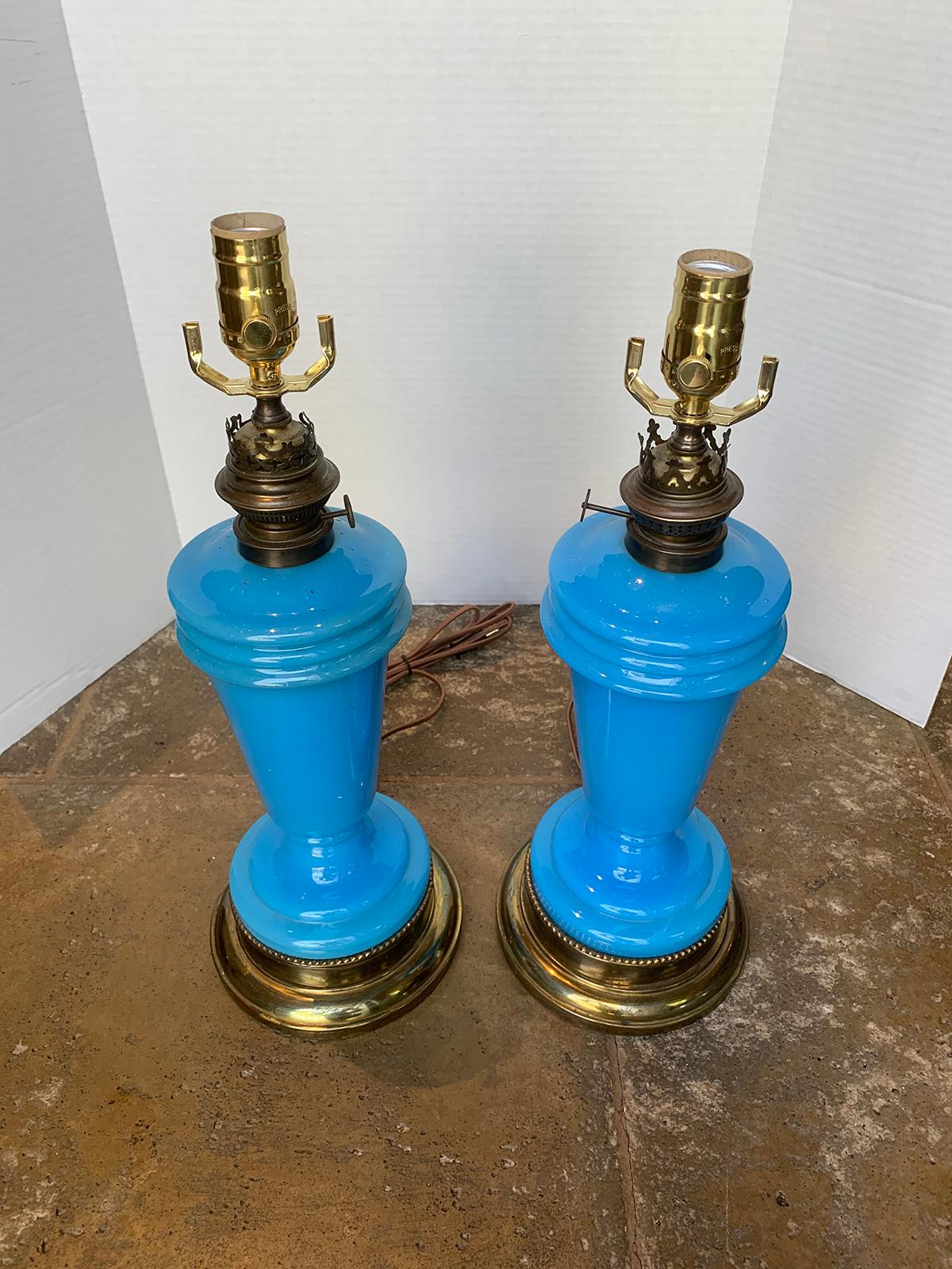 Pair of 19th Century French Opaline Glass Lamps 13