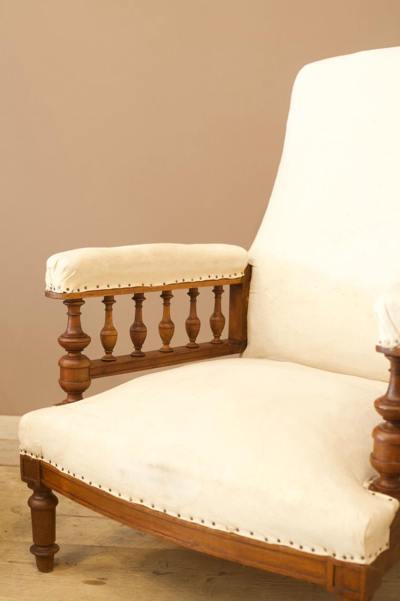 Beech Pair of 19th Century French Open Armchairs