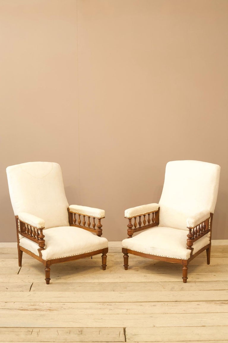 Pair of 19th Century French Open Armchairs For Sale at 1stDibs
