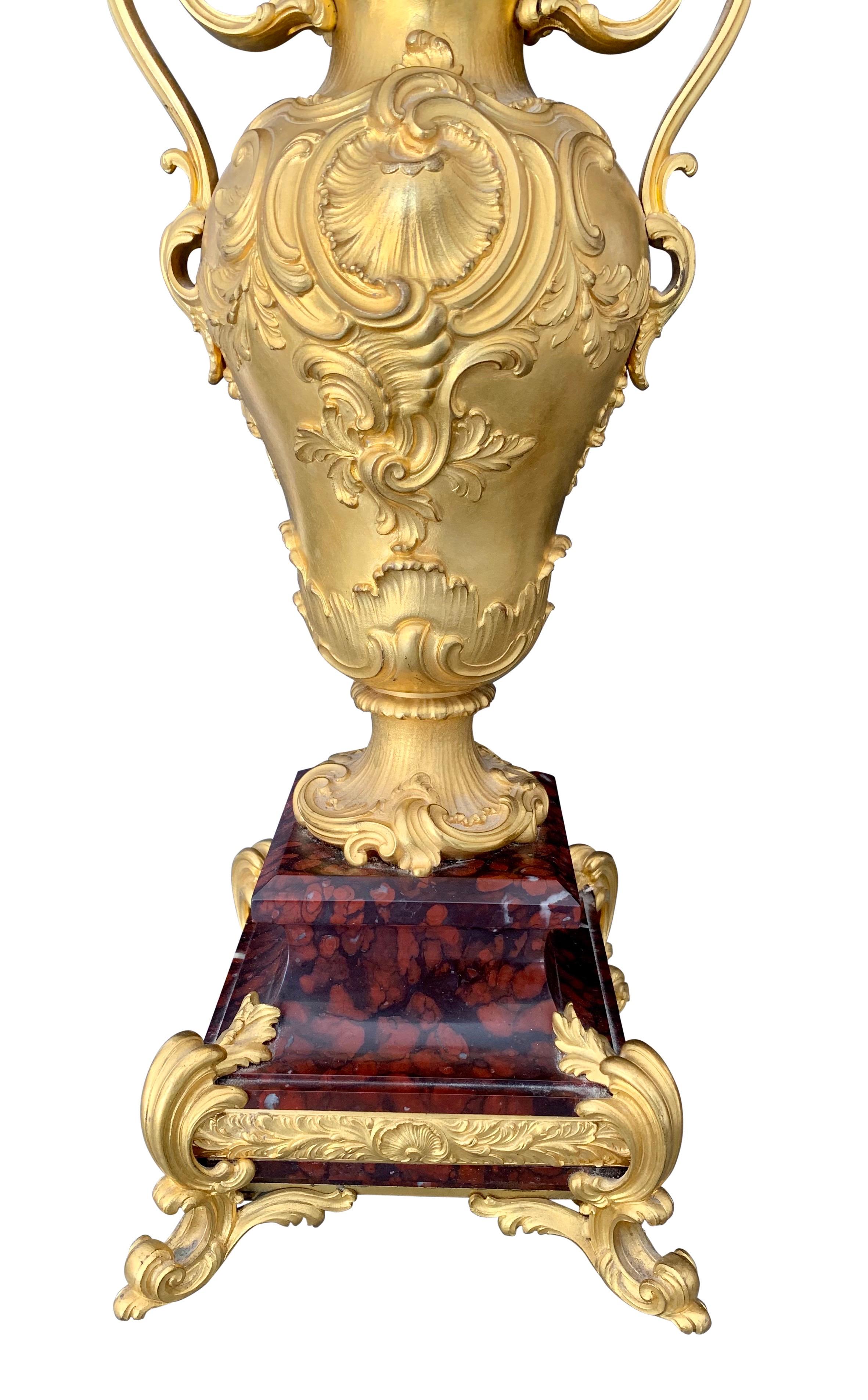Louis XV Paire de candélabres en bronze doré du 19e siècle par Barbedienne en vente