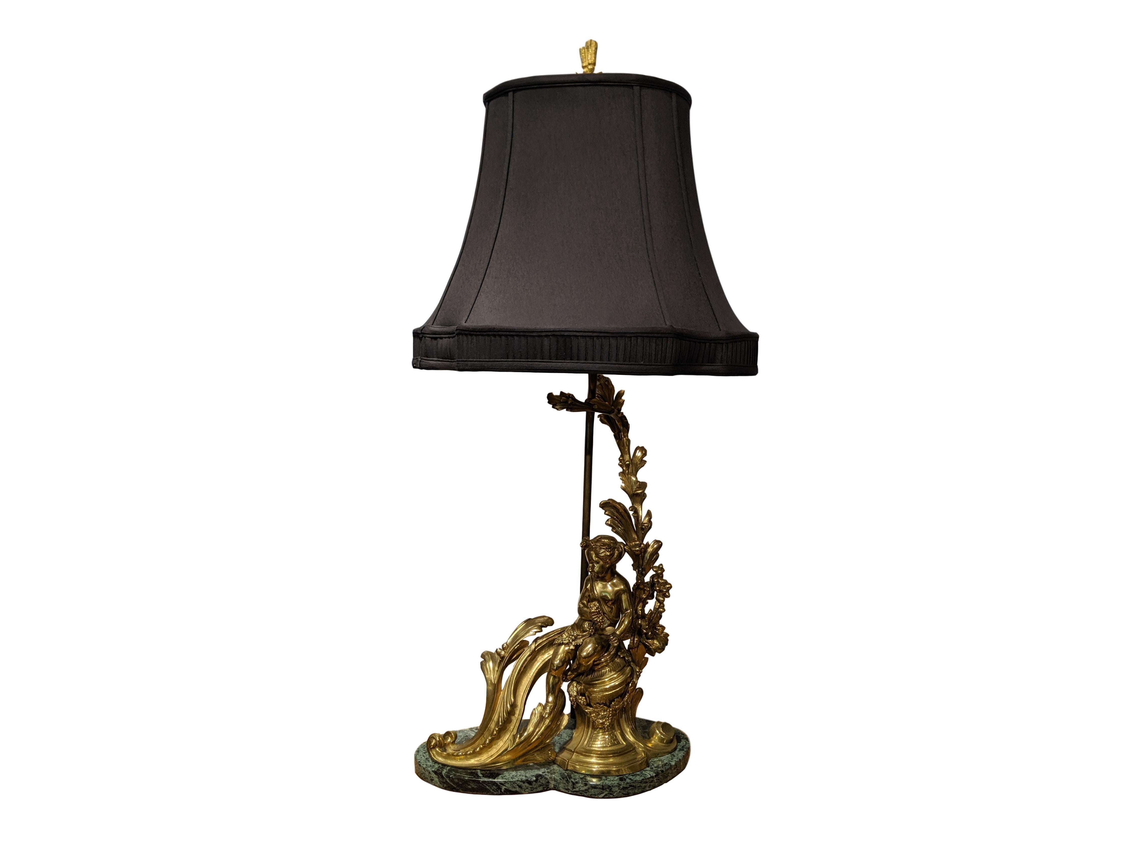Rococo Pair of 19th Century French Ormolu Chenet Lamps