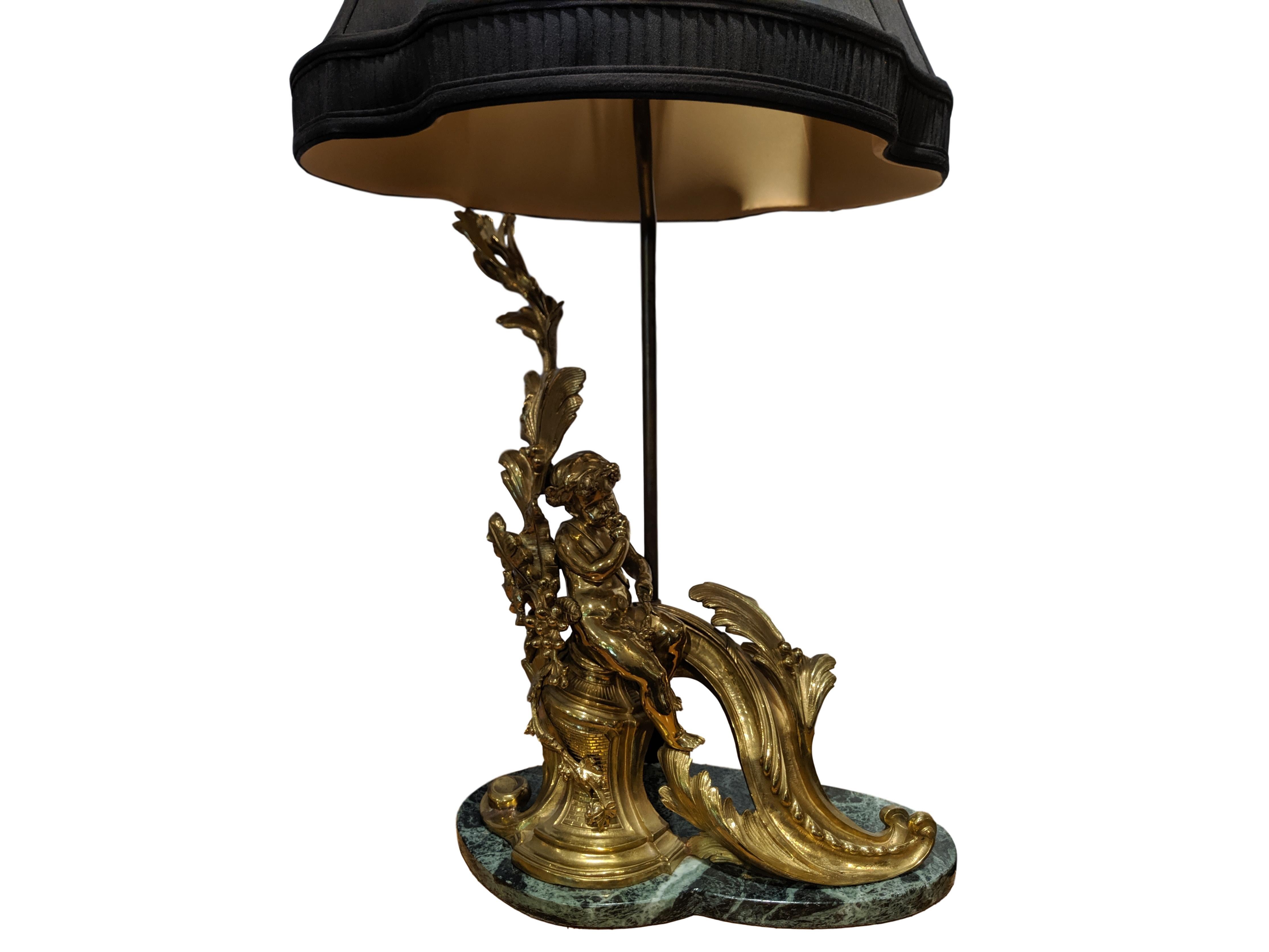 Bronze Pair of 19th Century French Ormolu Chenet Lamps